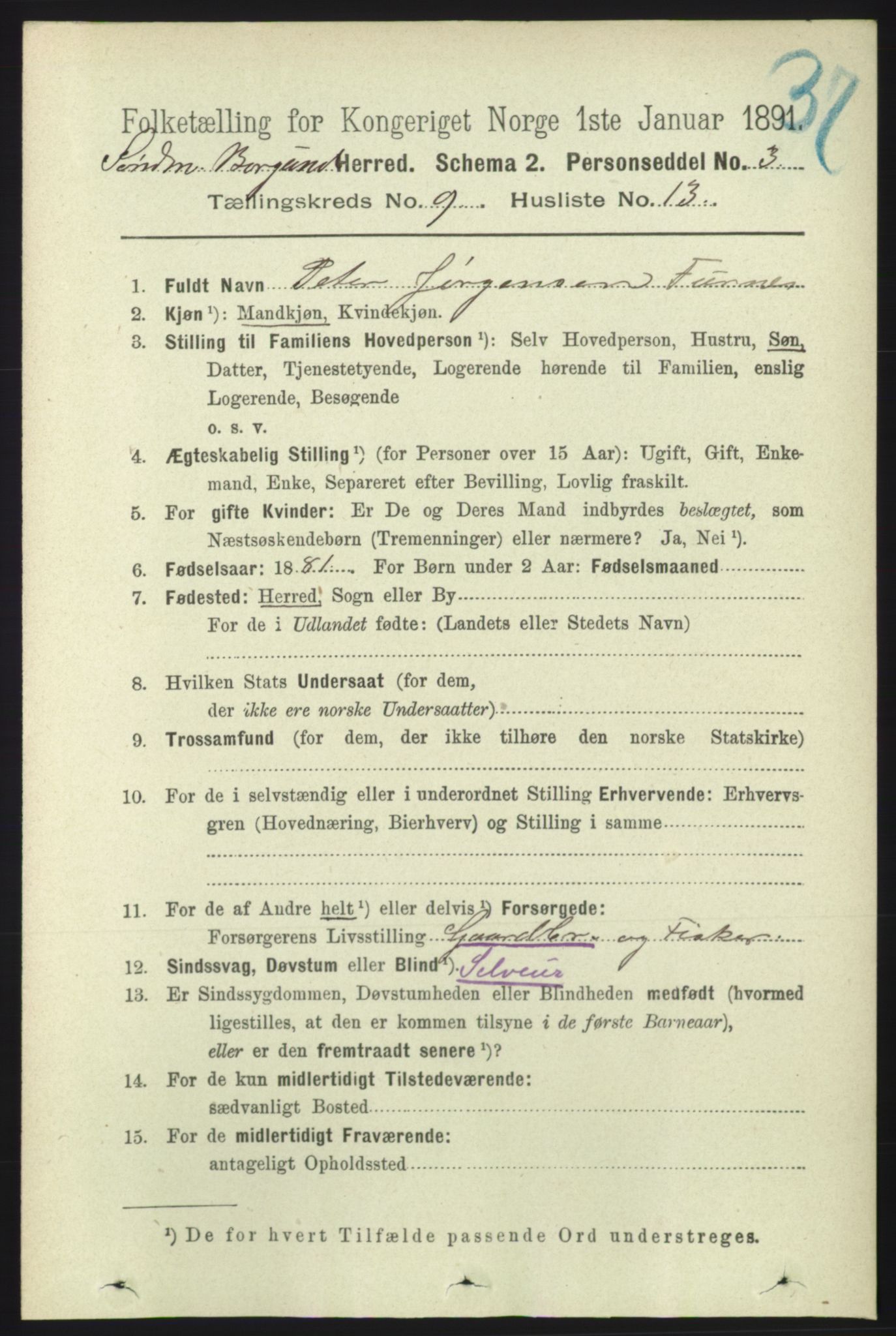 RA, 1891 census for 1531 Borgund, 1891, p. 2346