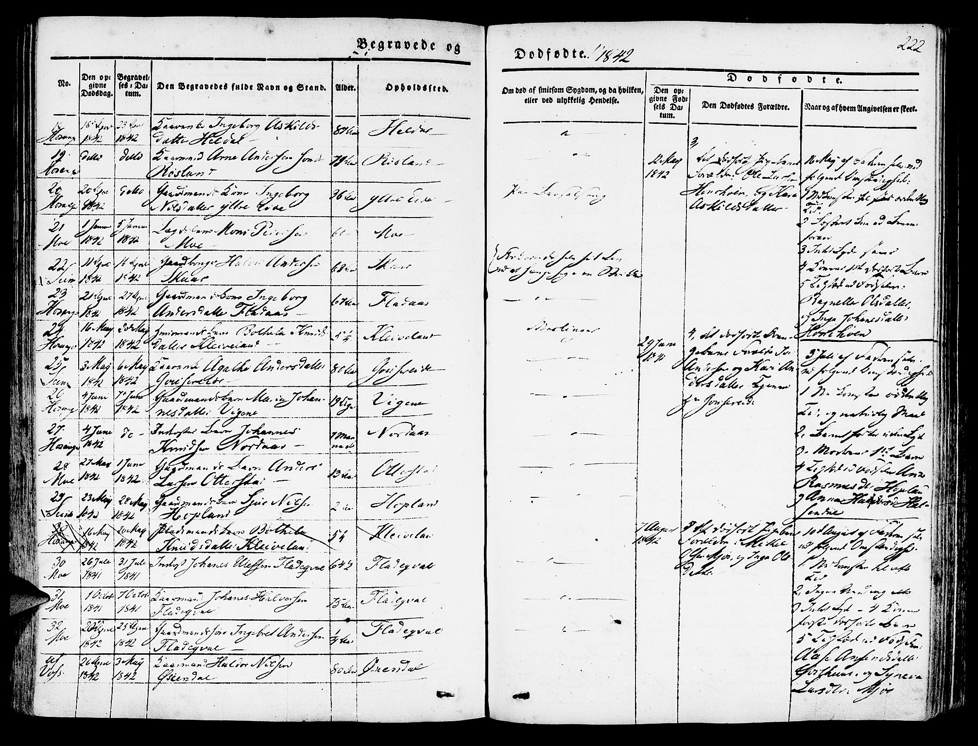 Hosanger sokneprestembete, SAB/A-75801/H/Haa: Parish register (official) no. A 7, 1835-1848, p. 222