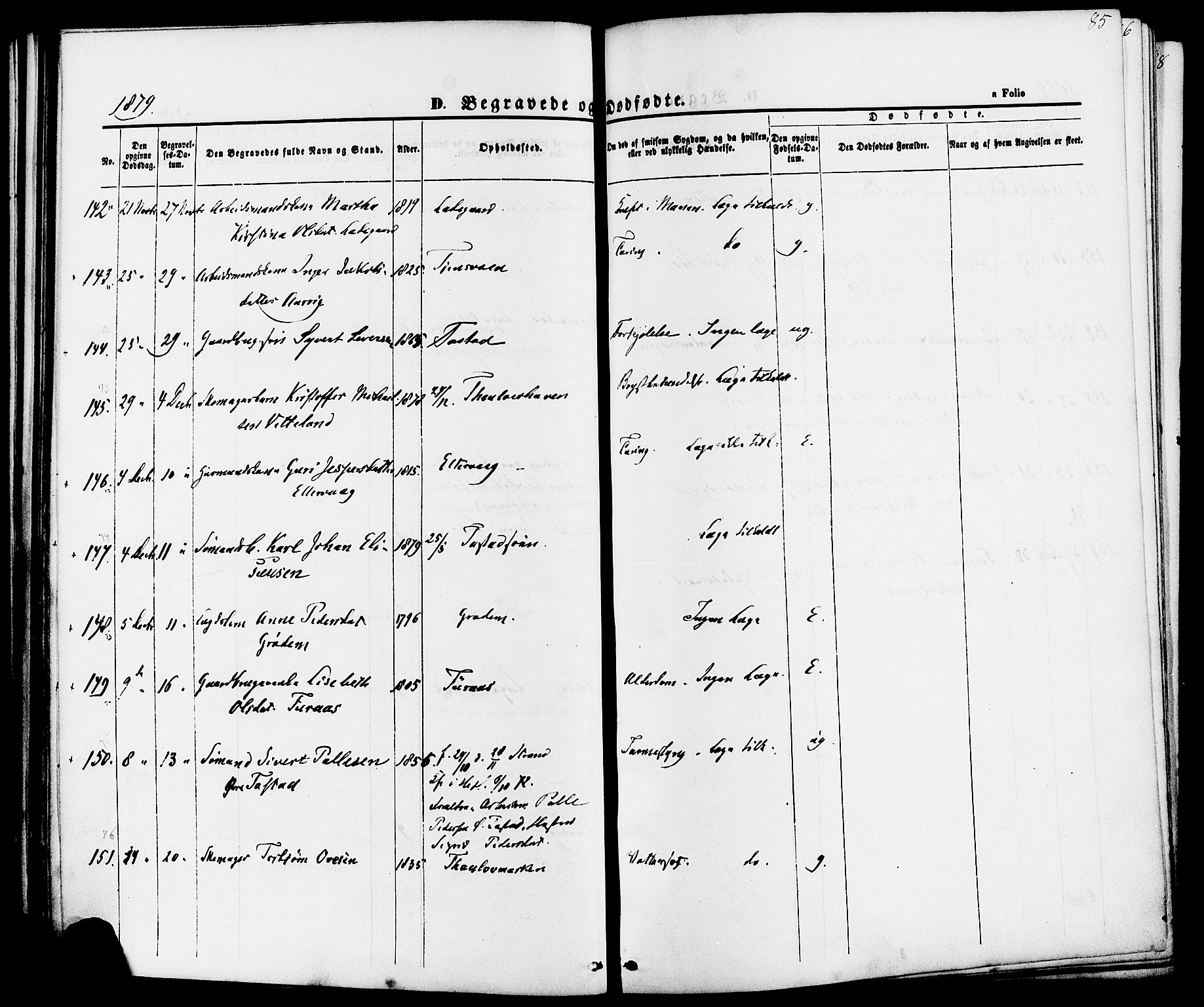 Hetland sokneprestkontor, AV/SAST-A-101826/30/30BA/L0006: Parish register (official) no. A 6, 1869-1884, p. 85