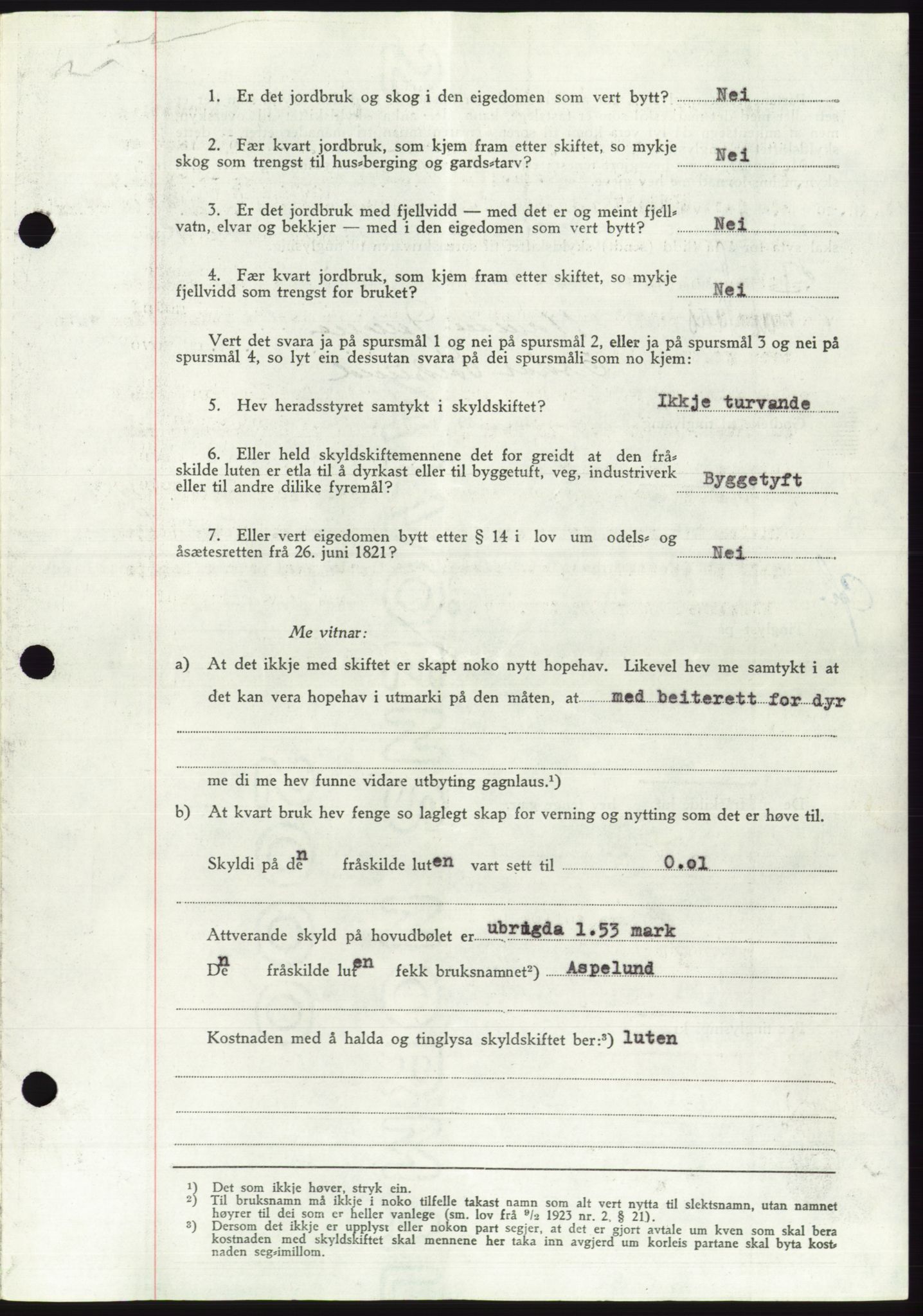 Søre Sunnmøre sorenskriveri, AV/SAT-A-4122/1/2/2C/L0084: Mortgage book no. 10A, 1949-1949, Diary no: : 1031/1949