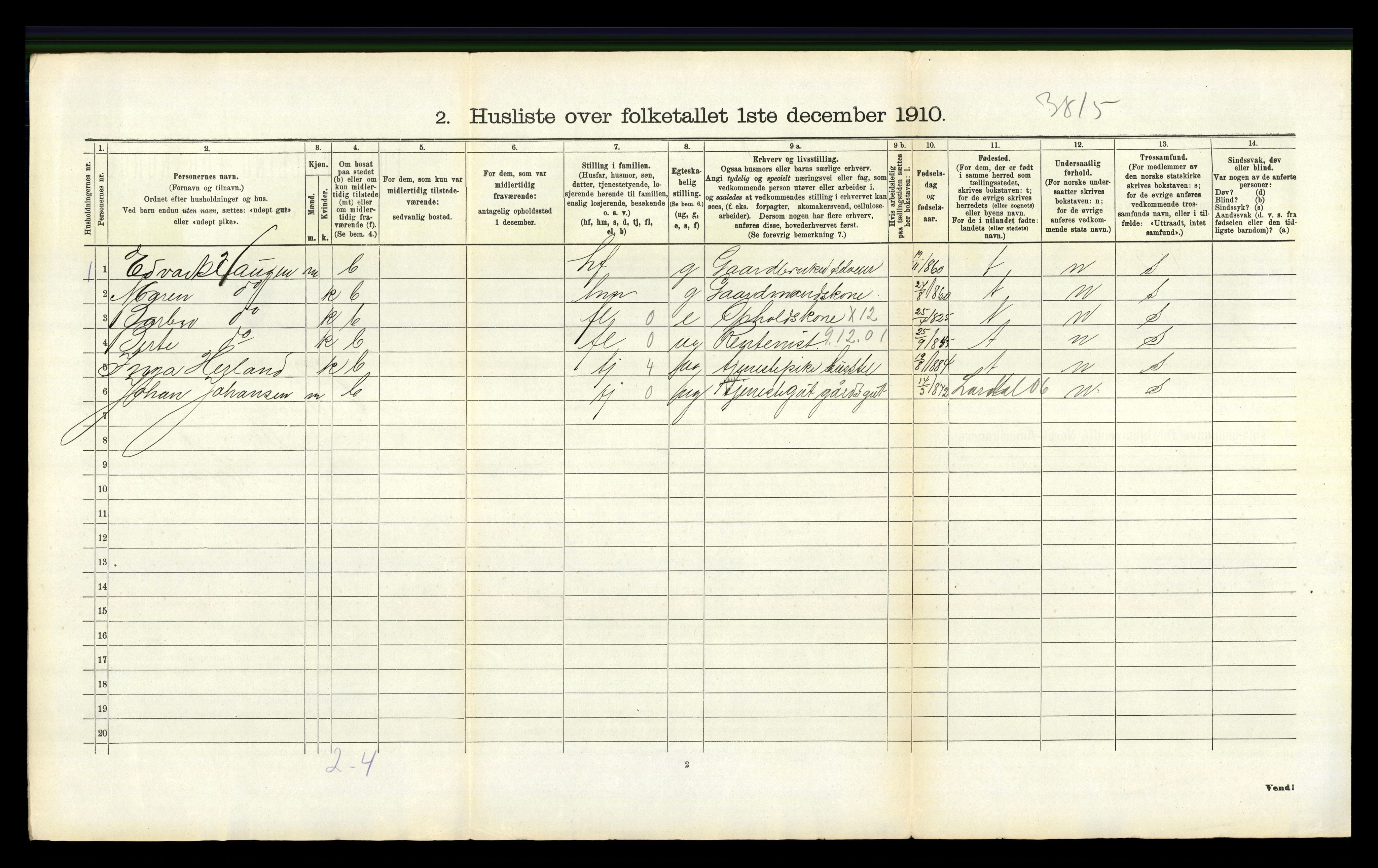 RA, 1910 census for Hedrum, 1910, p. 1395