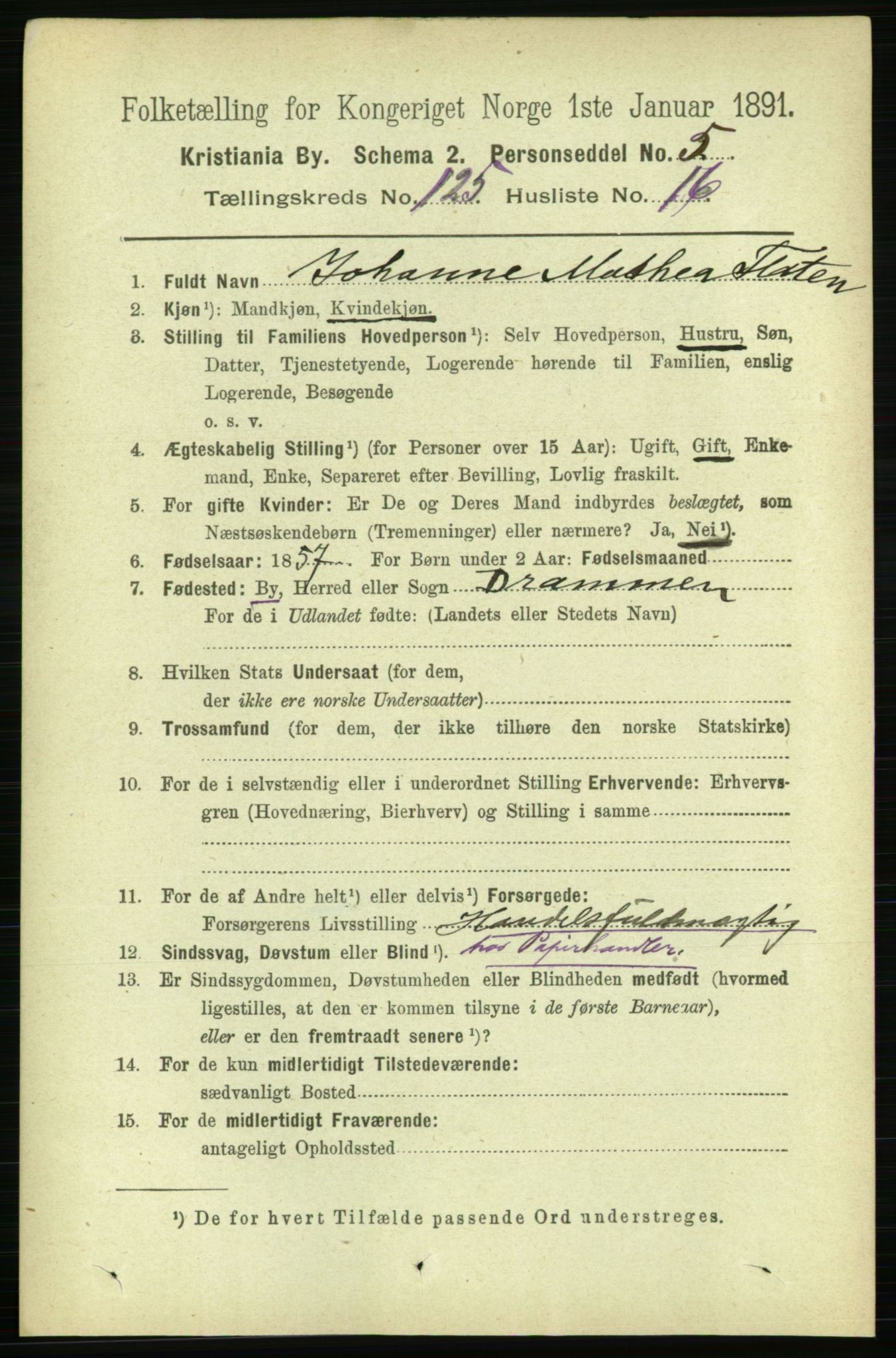 RA, 1891 census for 0301 Kristiania, 1891, p. 67097