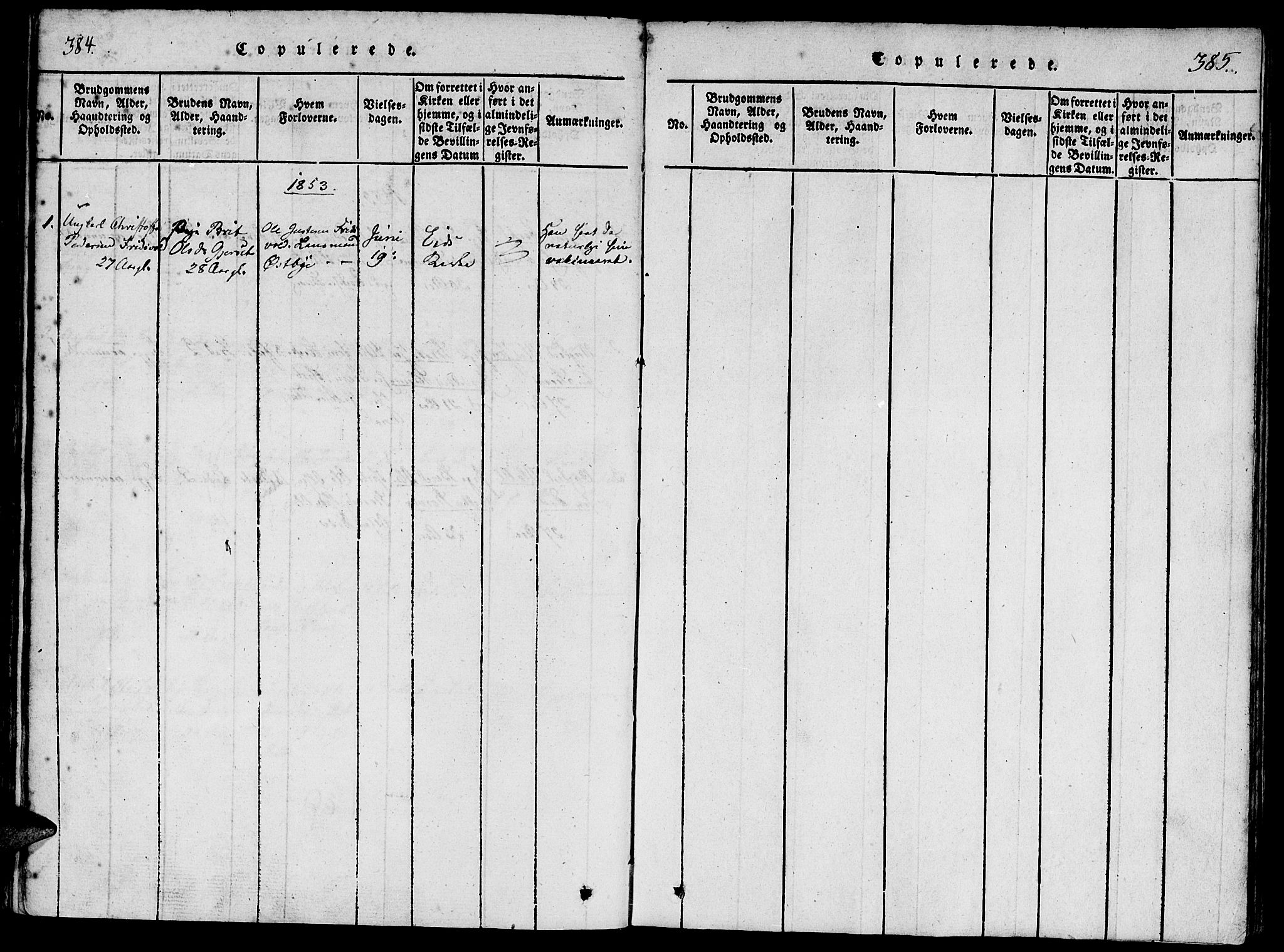 Ministerialprotokoller, klokkerbøker og fødselsregistre - Møre og Romsdal, SAT/A-1454/542/L0551: Parish register (official) no. 542A01, 1818-1853, p. 384-385