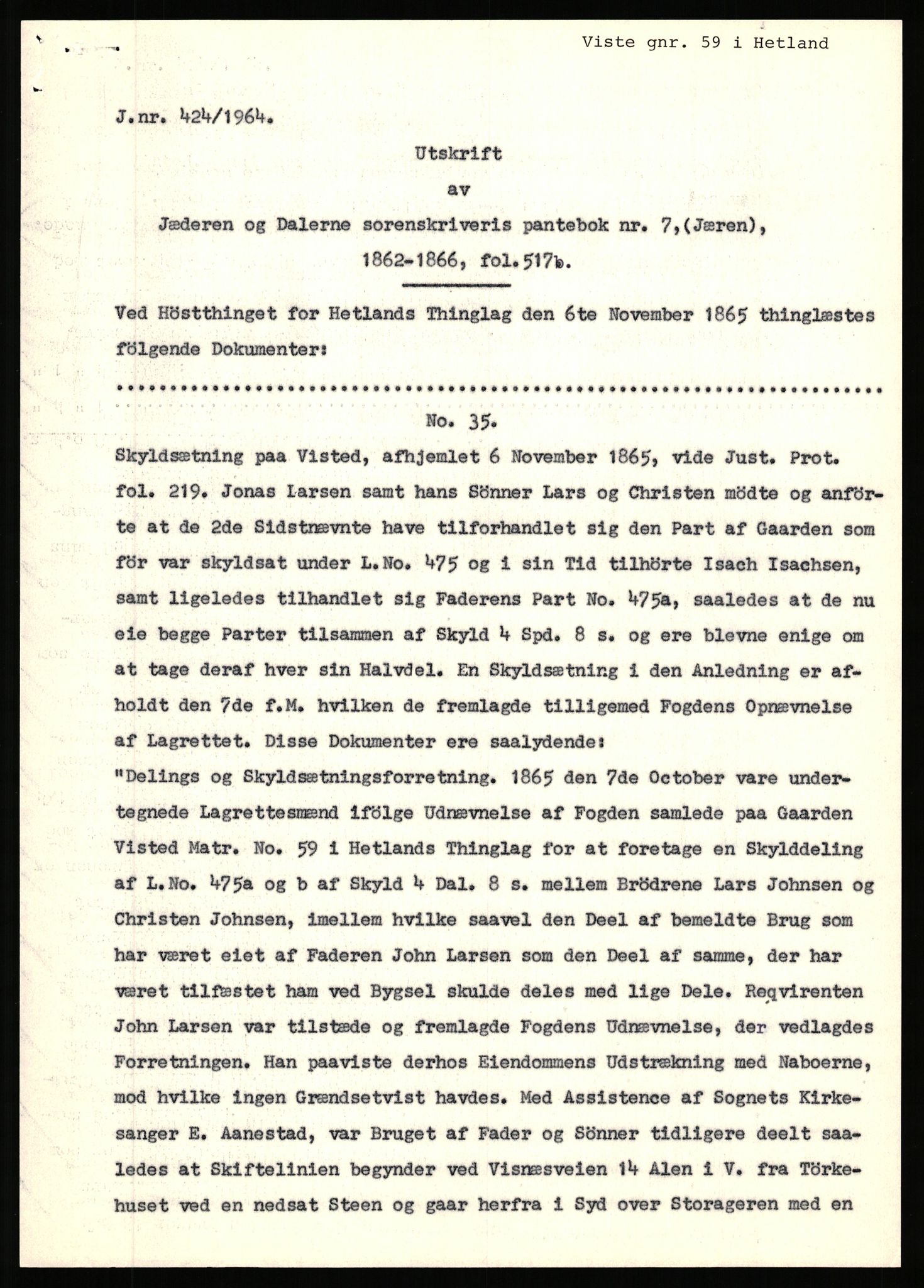 Statsarkivet i Stavanger, AV/SAST-A-101971/03/Y/Yj/L0096: Avskrifter sortert etter gårdsnavn: Vistad - Vågen søndre, 1750-1930, p. 61