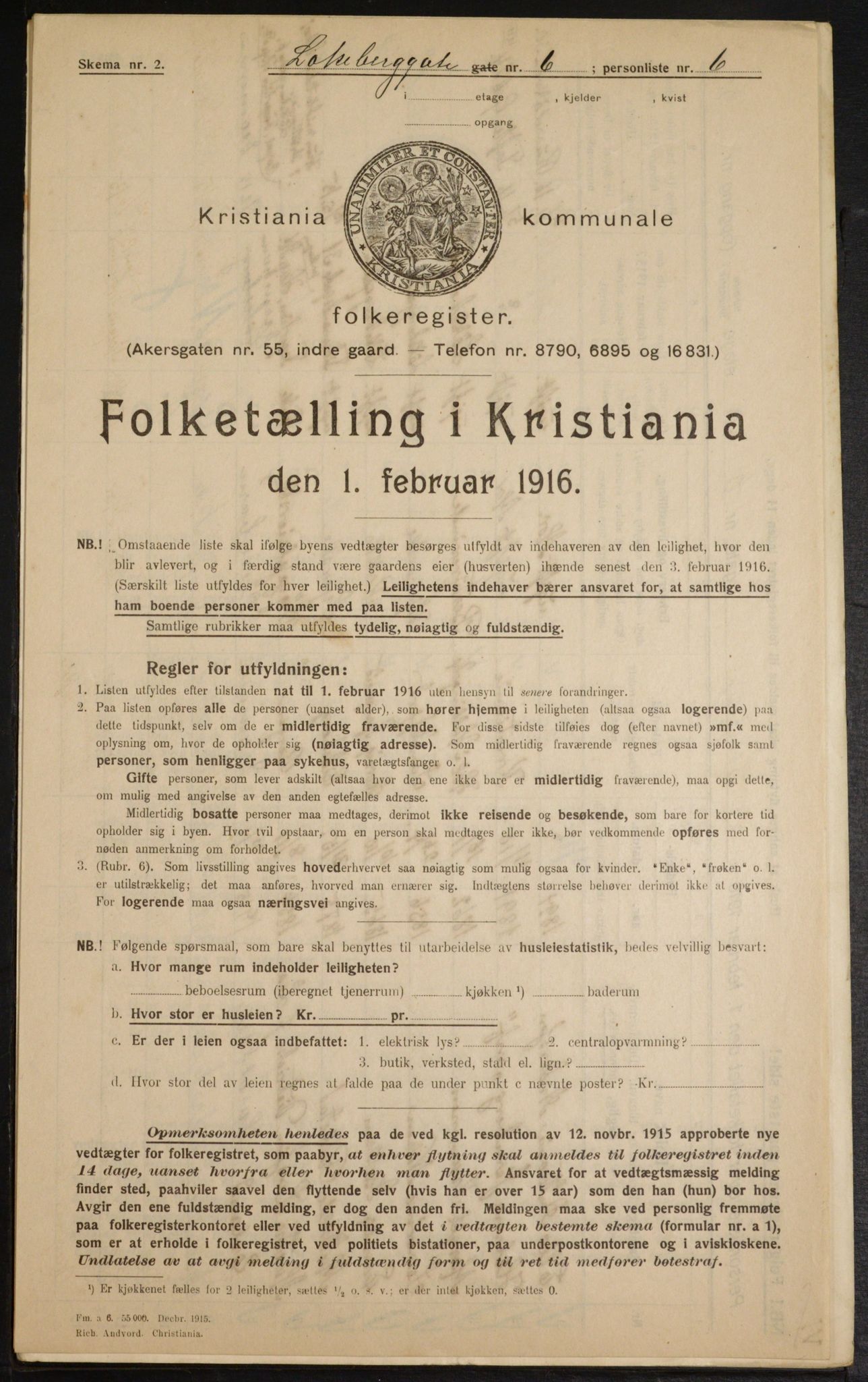 OBA, Municipal Census 1916 for Kristiania, 1916, p. 59899