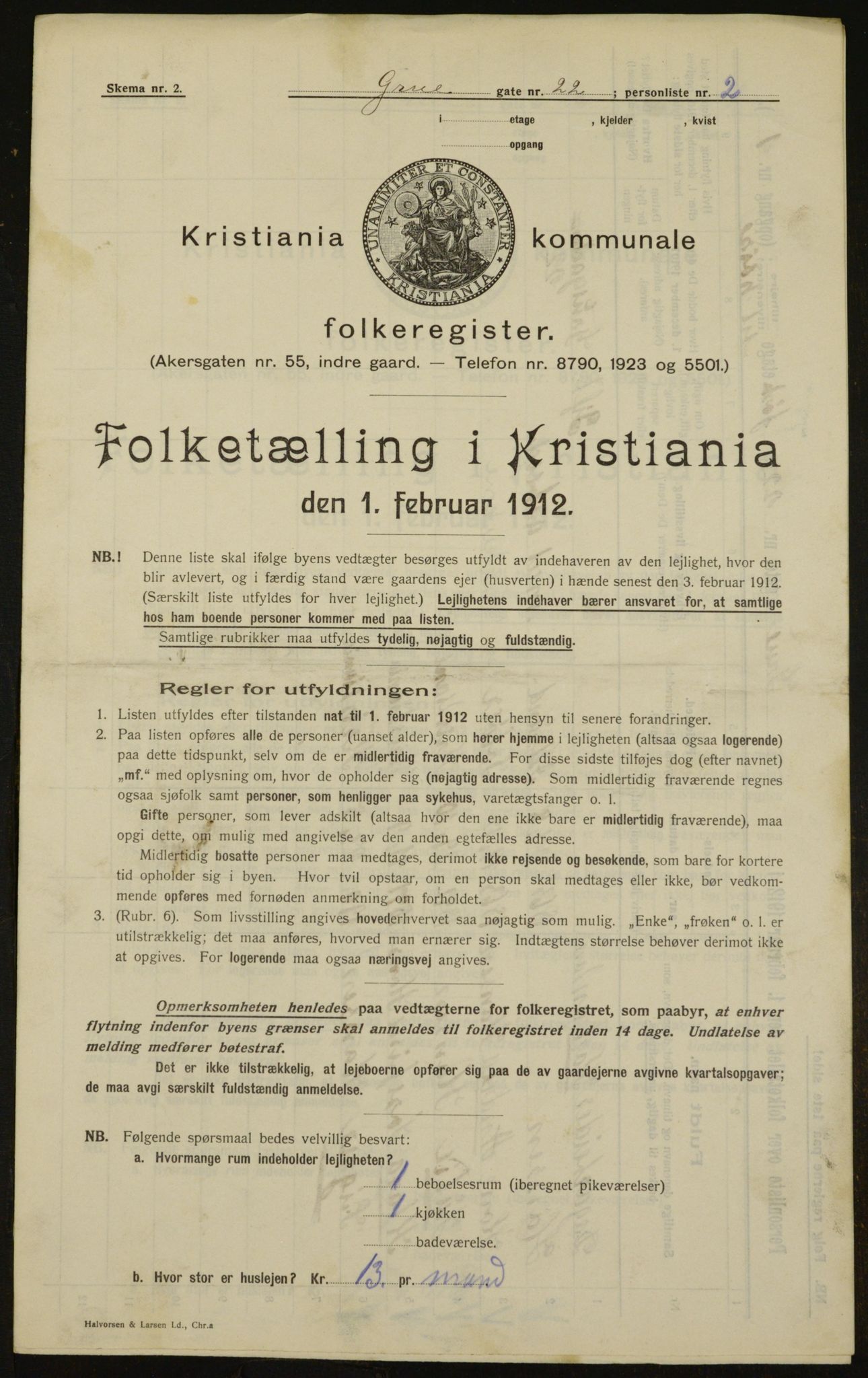 OBA, Municipal Census 1912 for Kristiania, 1912, p. 30464