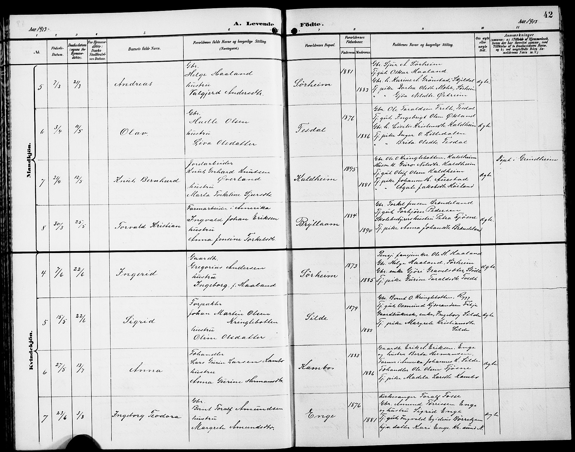 Etne sokneprestembete, AV/SAB-A-75001/H/Hab: Parish register (copy) no. A 6, 1897-1924, p. 42