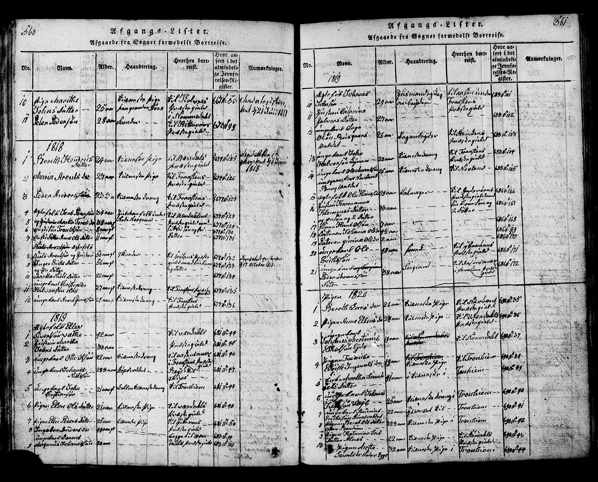 Ministerialprotokoller, klokkerbøker og fødselsregistre - Nord-Trøndelag, SAT/A-1458/717/L0169: Parish register (copy) no. 717C01, 1816-1834, p. 560-561