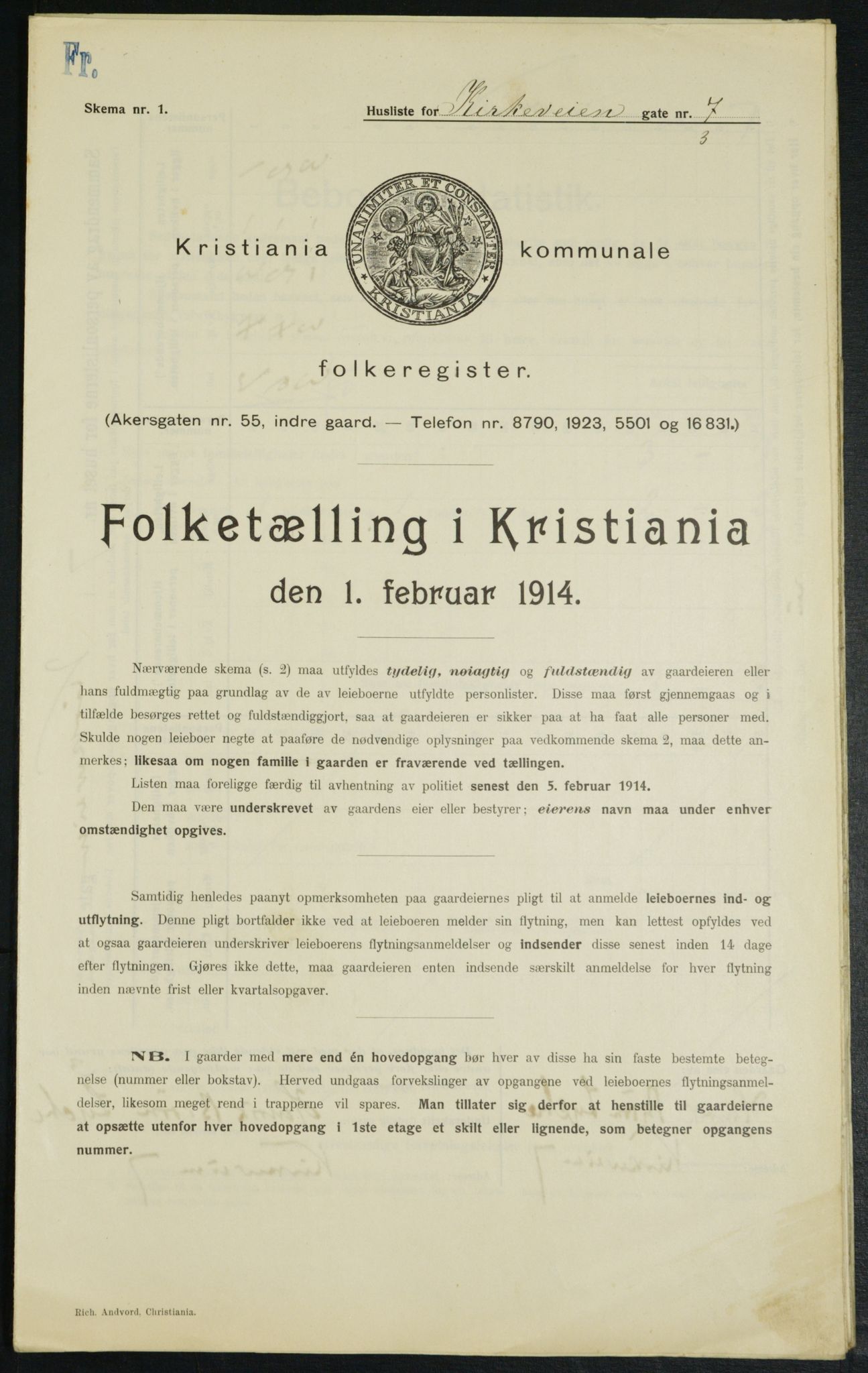 OBA, Municipal Census 1914 for Kristiania, 1914, p. 50842