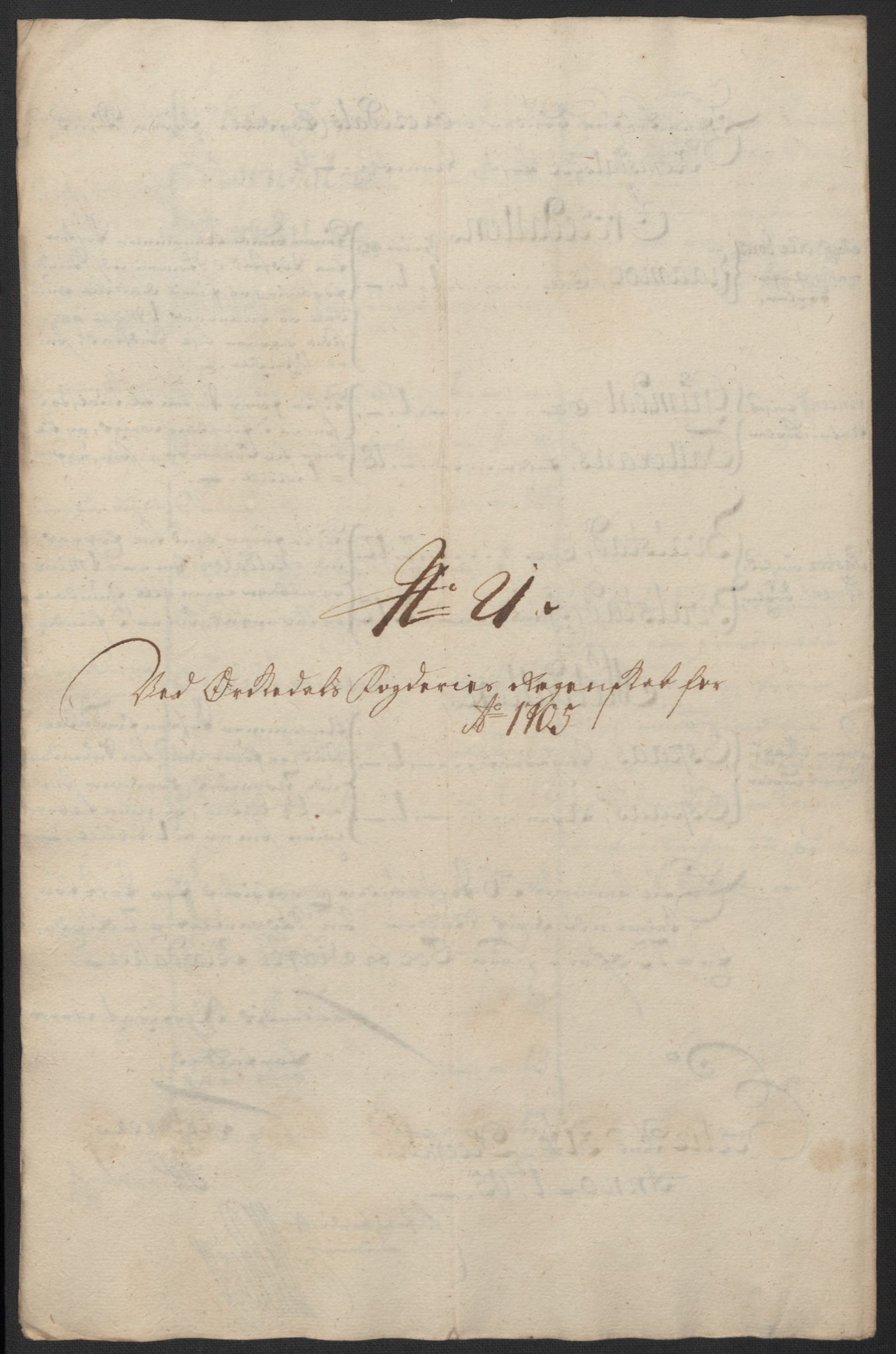 Rentekammeret inntil 1814, Reviderte regnskaper, Fogderegnskap, AV/RA-EA-4092/R60/L3955: Fogderegnskap Orkdal og Gauldal, 1705, p. 208