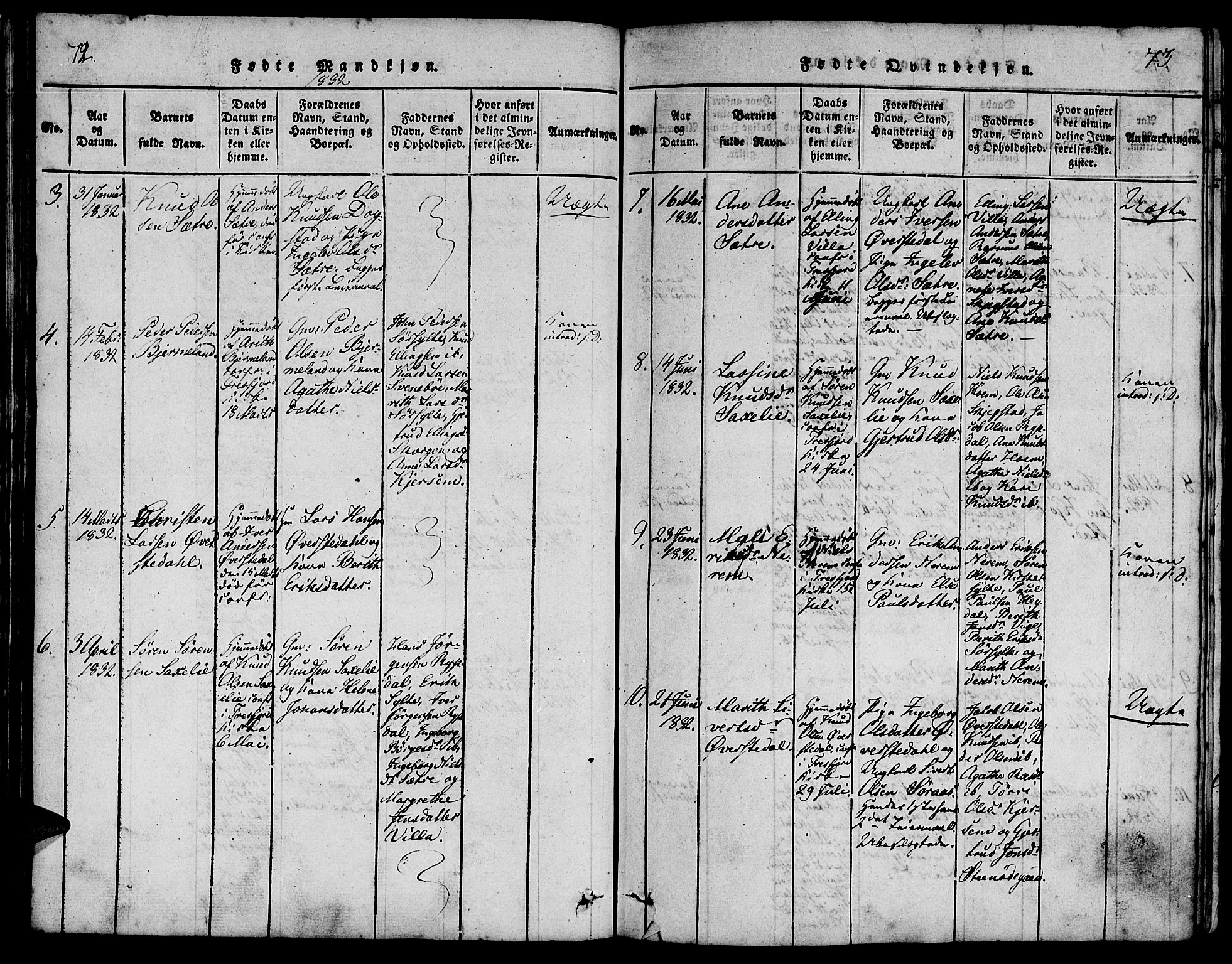 Ministerialprotokoller, klokkerbøker og fødselsregistre - Møre og Romsdal, AV/SAT-A-1454/541/L0544: Parish register (official) no. 541A01, 1818-1847, p. 72-73