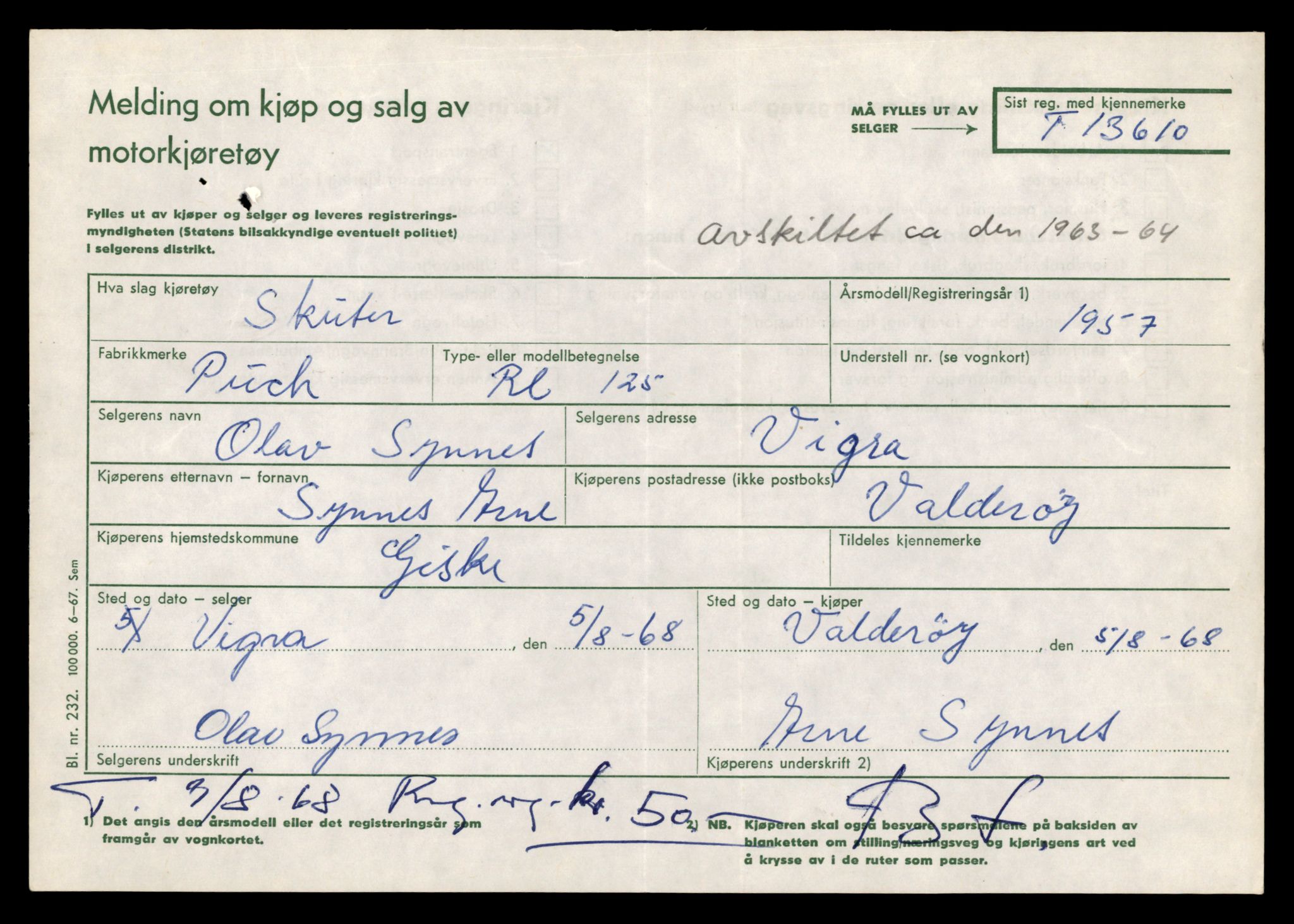 Møre og Romsdal vegkontor - Ålesund trafikkstasjon, AV/SAT-A-4099/F/Fe/L0040: Registreringskort for kjøretøy T 13531 - T 13709, 1927-1998, p. 1430