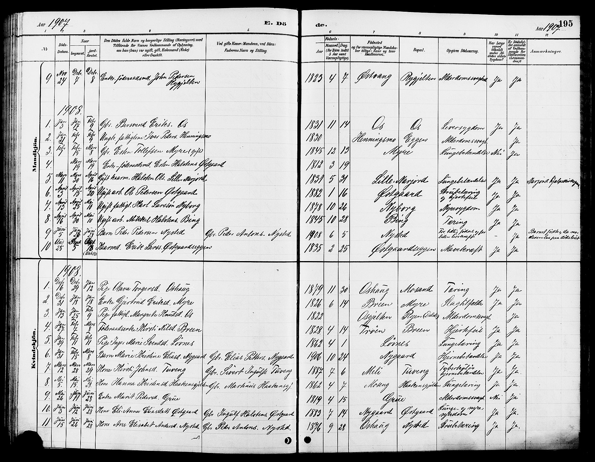 Tolga prestekontor, AV/SAH-PREST-062/L/L0008: Parish register (copy) no. 8, 1887-1912, p. 195