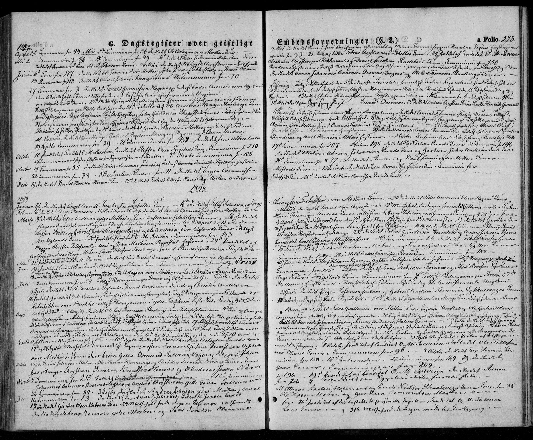 Oddernes sokneprestkontor, SAK/1111-0033/F/Fa/Faa/L0006: Parish register (official) no. A 6, 1838-1851, p. 278