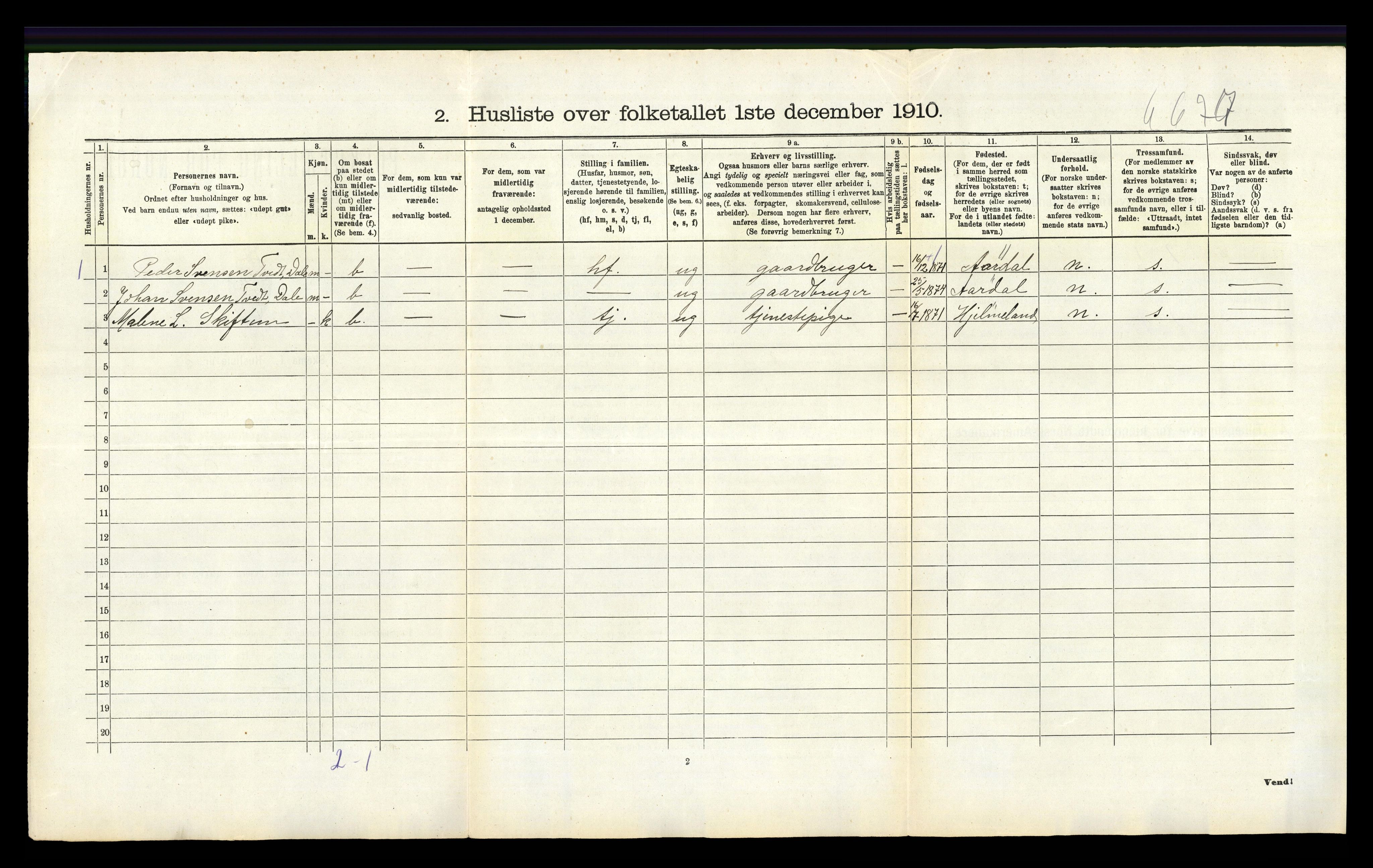 RA, 1910 census for Hetland, 1910, p. 634