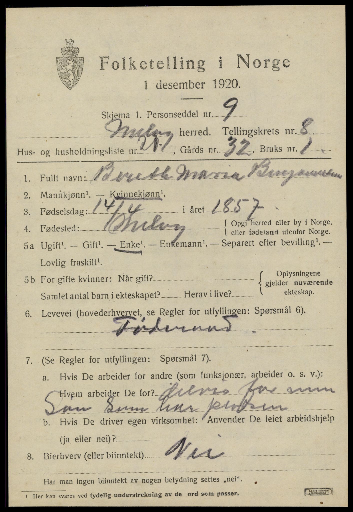 SAT, 1920 census for Meløy, 1920, p. 4393