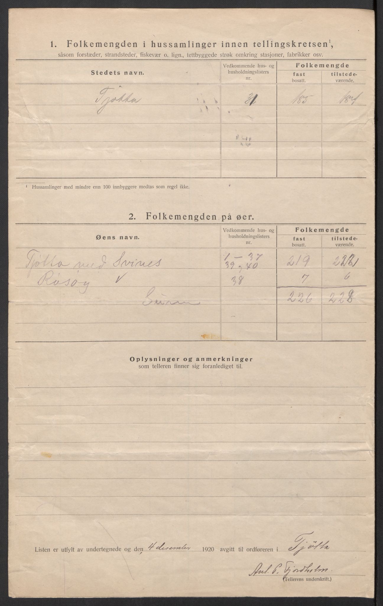 SAT, 1920 census for Tjøtta, 1920, p. 34