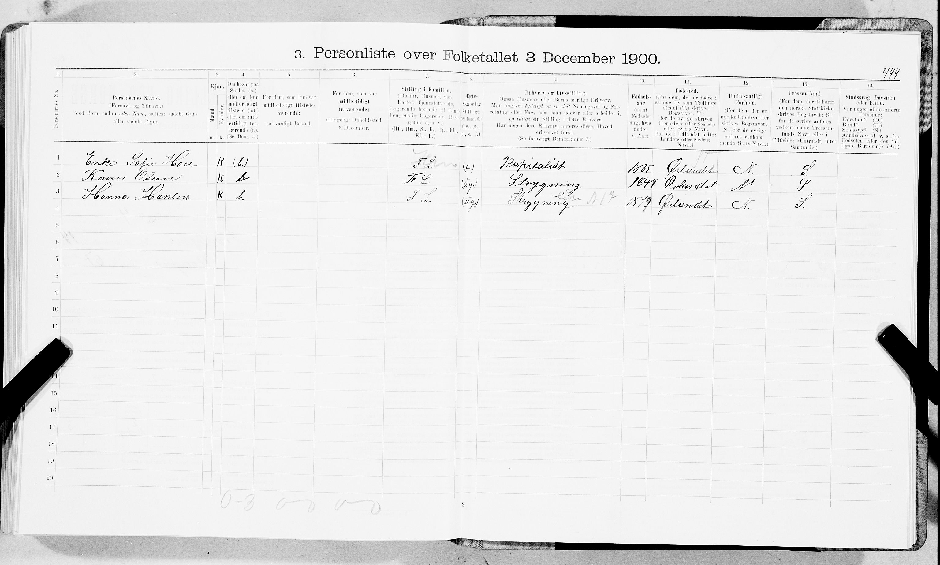 SAT, 1900 census for Trondheim, 1900, p. 2482