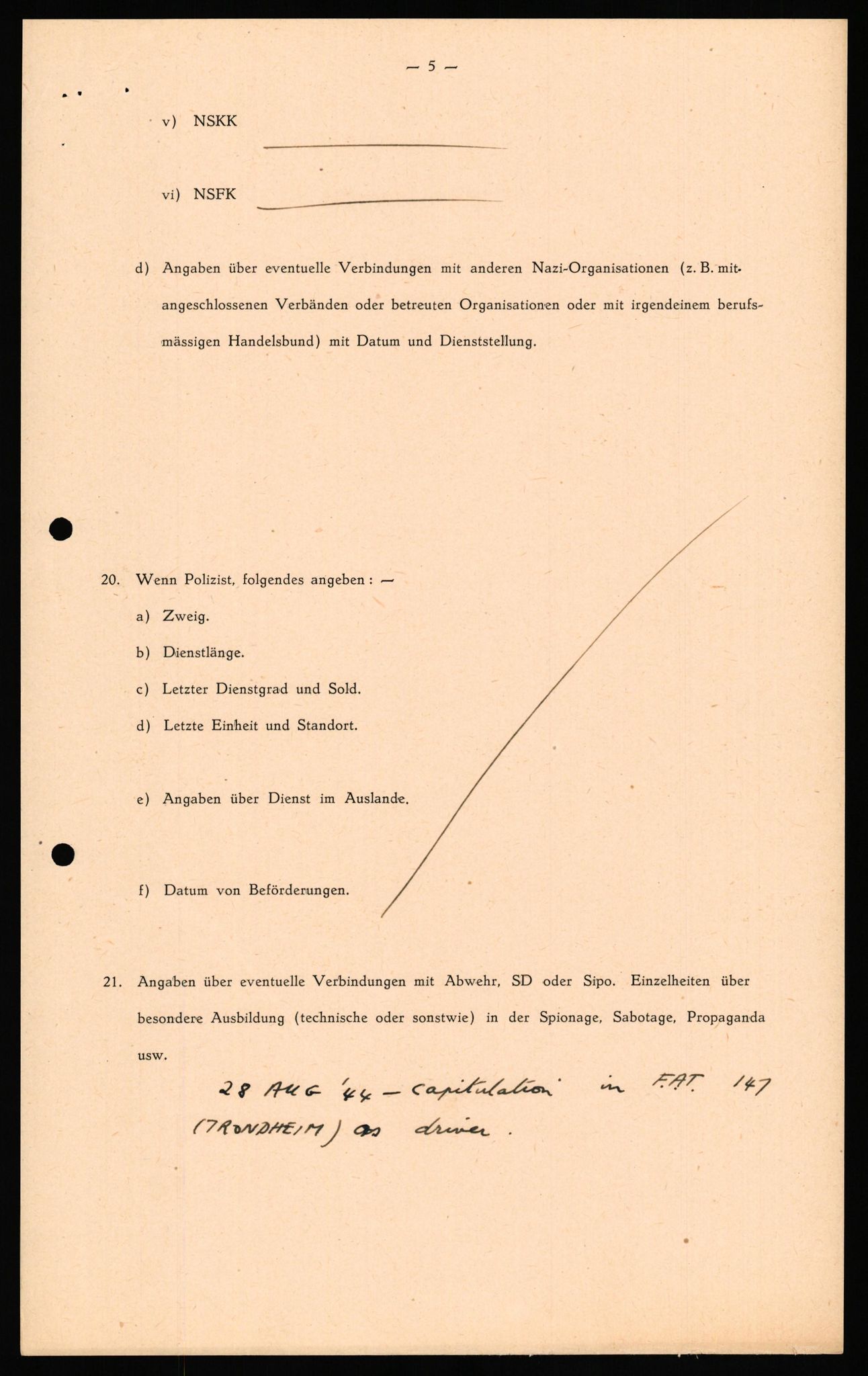 Forsvaret, Forsvarets overkommando II, RA/RAFA-3915/D/Db/L0040: CI Questionaires. Tyske okkupasjonsstyrker i Norge. Østerrikere., 1945-1946, p. 355