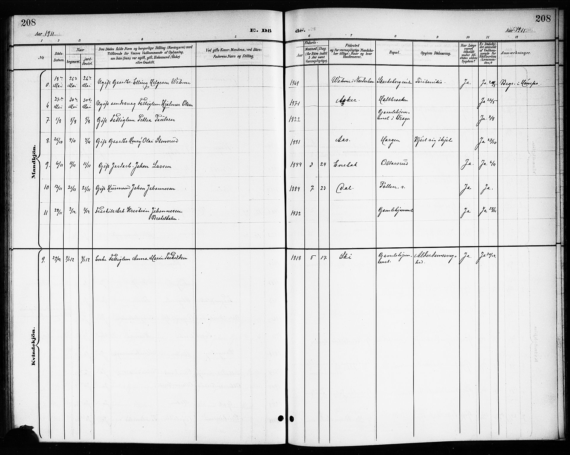 Drøbak prestekontor Kirkebøker, SAO/A-10142a/G/Gb/L0001: Parish register (copy) no. II 1, 1901-1919, p. 208