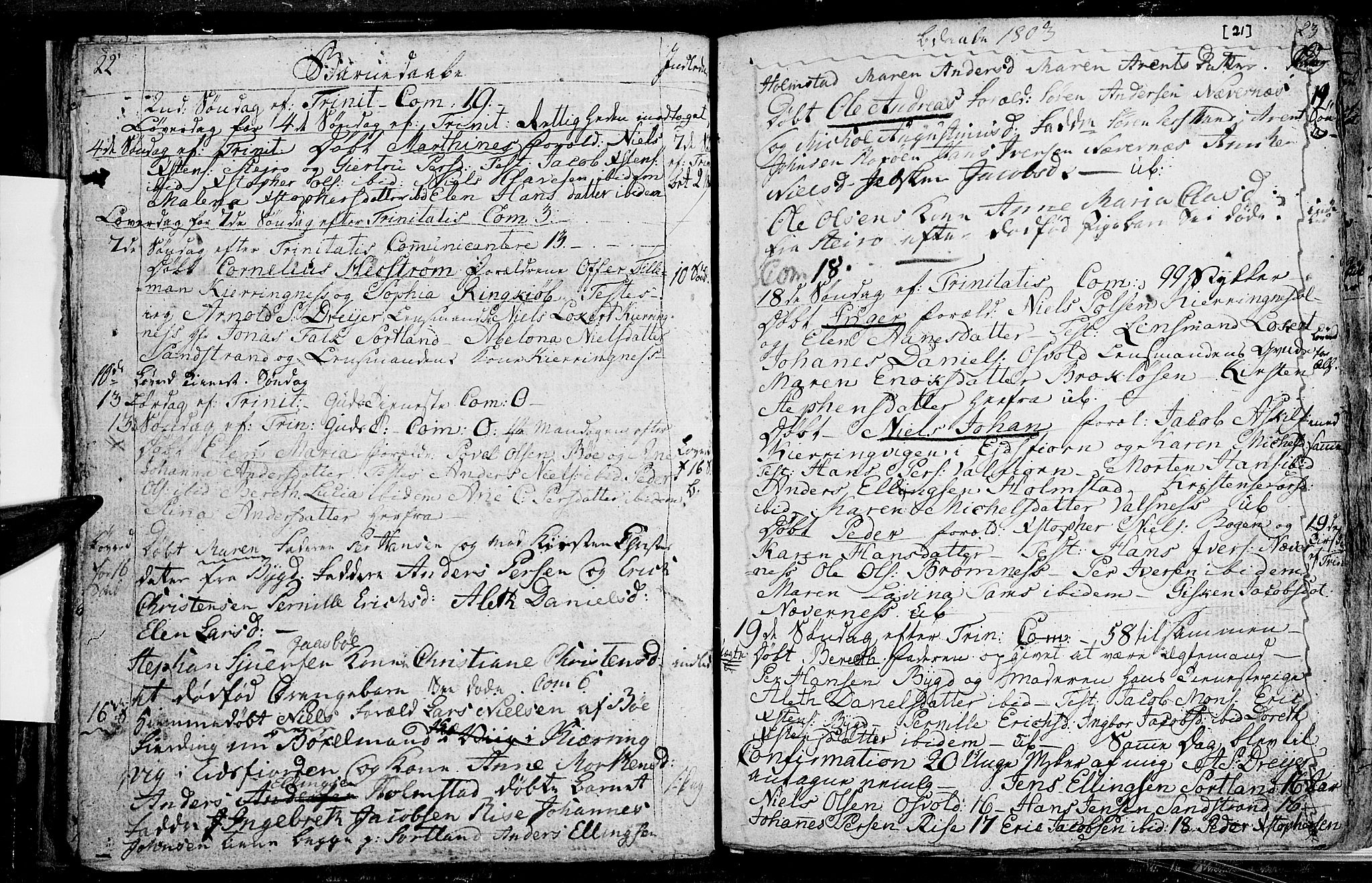 Ministerialprotokoller, klokkerbøker og fødselsregistre - Nordland, AV/SAT-A-1459/895/L1367: Parish register (official) no. 895A02, 1795-1811, p. 21