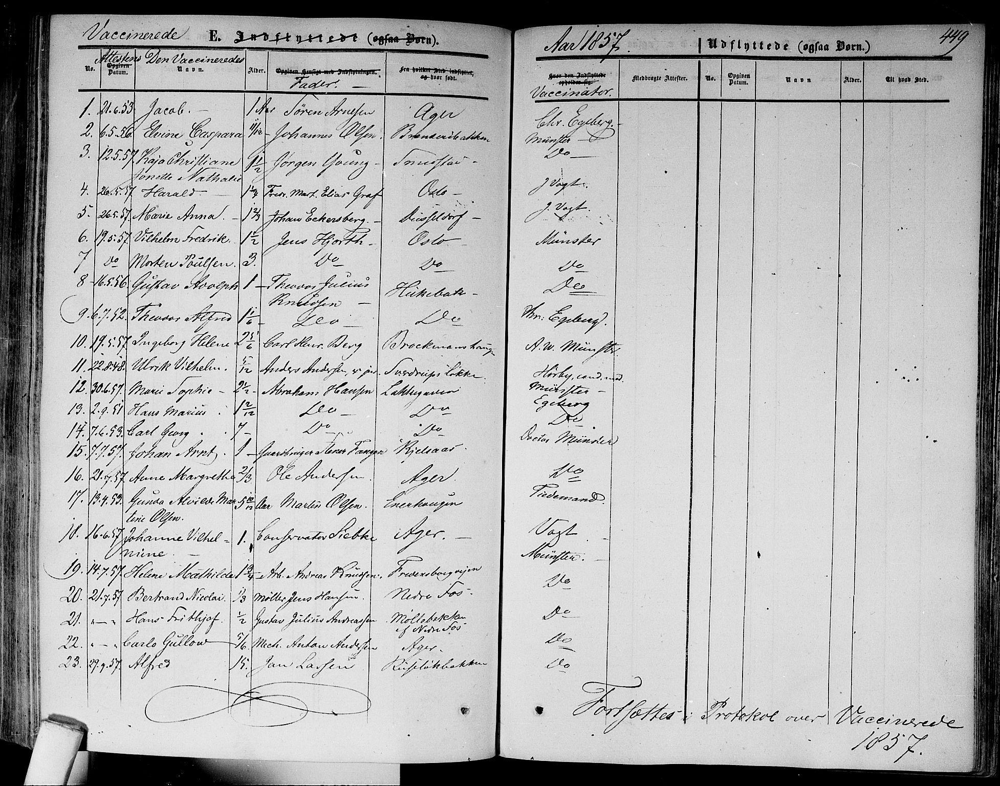 Gamlebyen prestekontor Kirkebøker, AV/SAO-A-10884/F/Fa/L0004: Parish register (official) no. 4, 1850-1857, p. 449