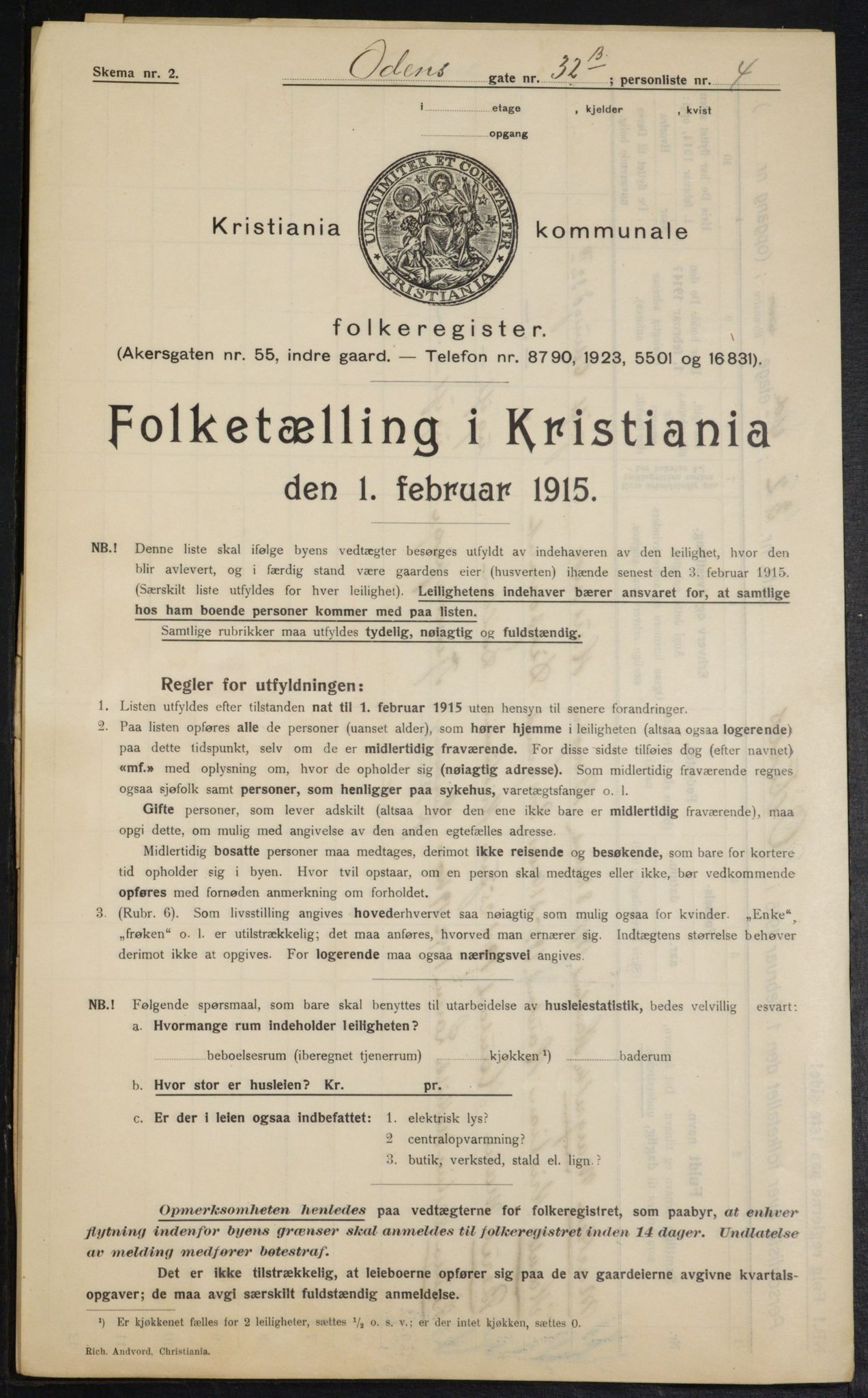 OBA, Municipal Census 1915 for Kristiania, 1915, p. 74451