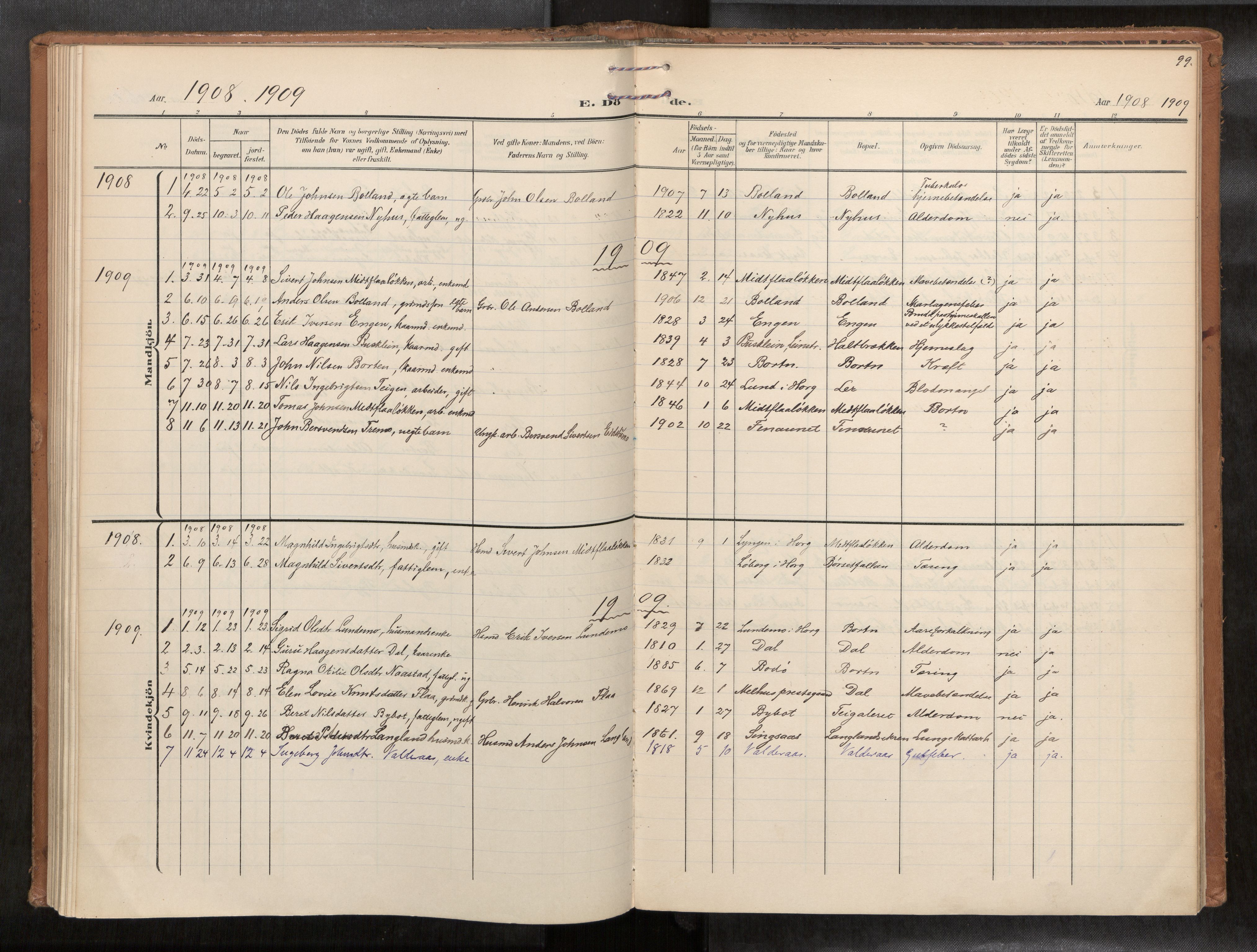 Ministerialprotokoller, klokkerbøker og fødselsregistre - Sør-Trøndelag, SAT/A-1456/693/L1119b: Parish register (official) no. 693A02, 1906-1936, p. 99