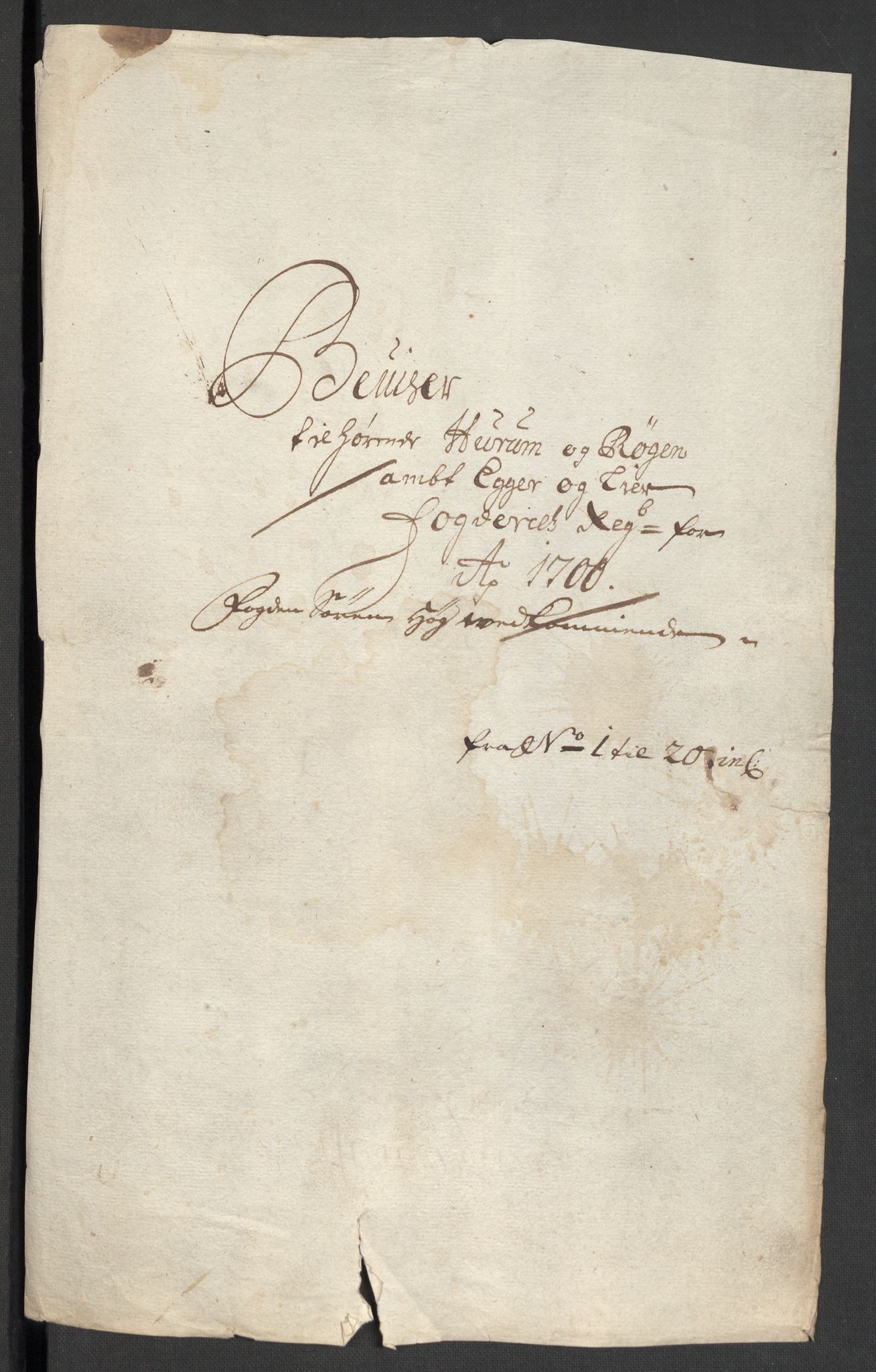 Rentekammeret inntil 1814, Reviderte regnskaper, Fogderegnskap, AV/RA-EA-4092/R30/L1697: Fogderegnskap Hurum, Røyken, Eiker og Lier, 1700-1701, p. 13