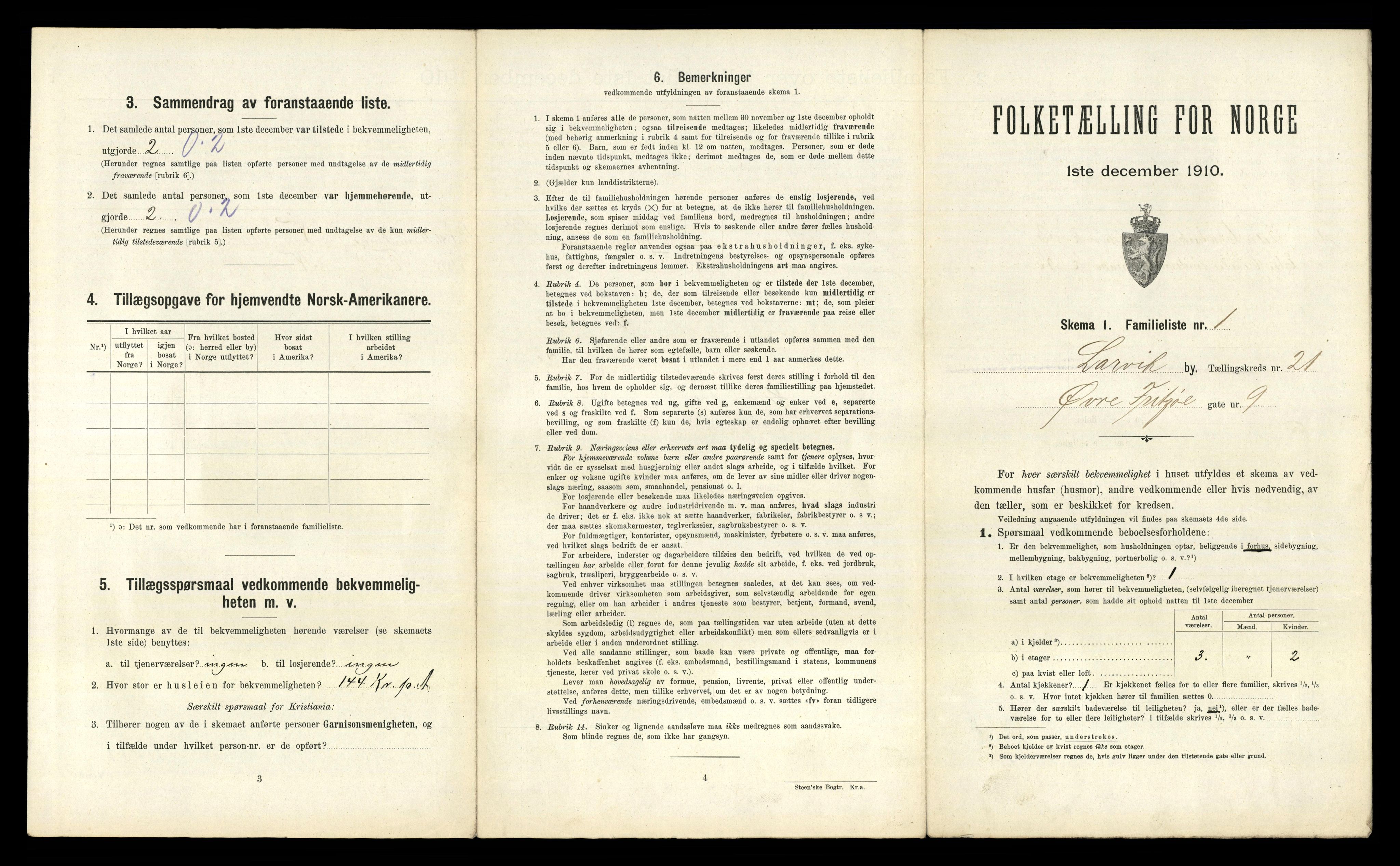 RA, 1910 census for Larvik, 1910, p. 6669