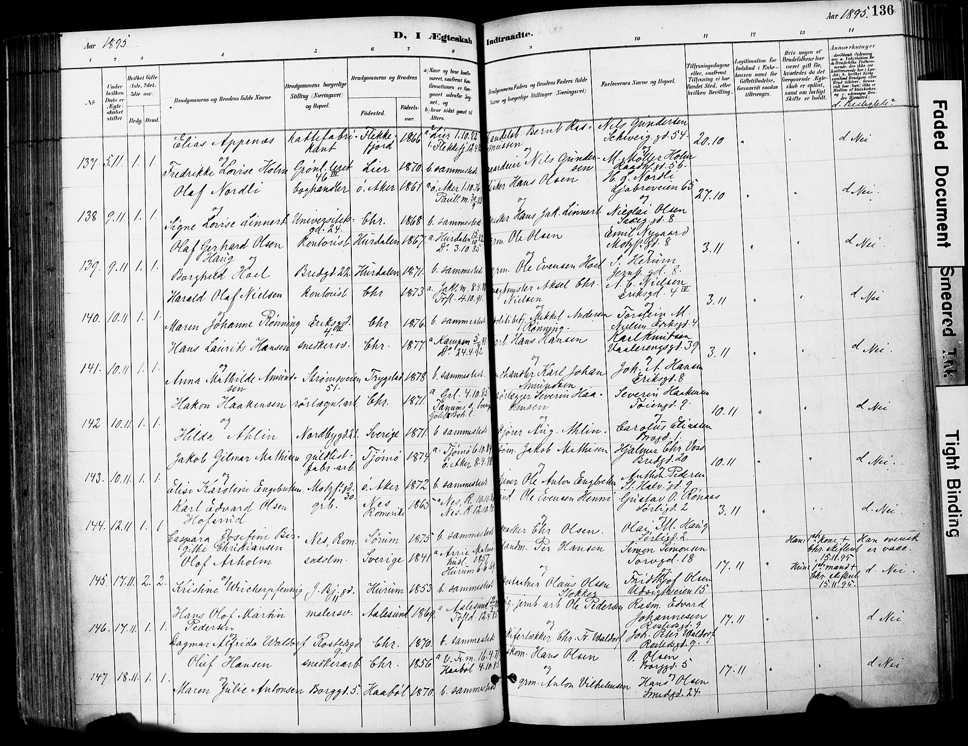 Grønland prestekontor Kirkebøker, SAO/A-10848/F/Fa/L0013: Parish register (official) no. 13, 1887-1906, p. 136