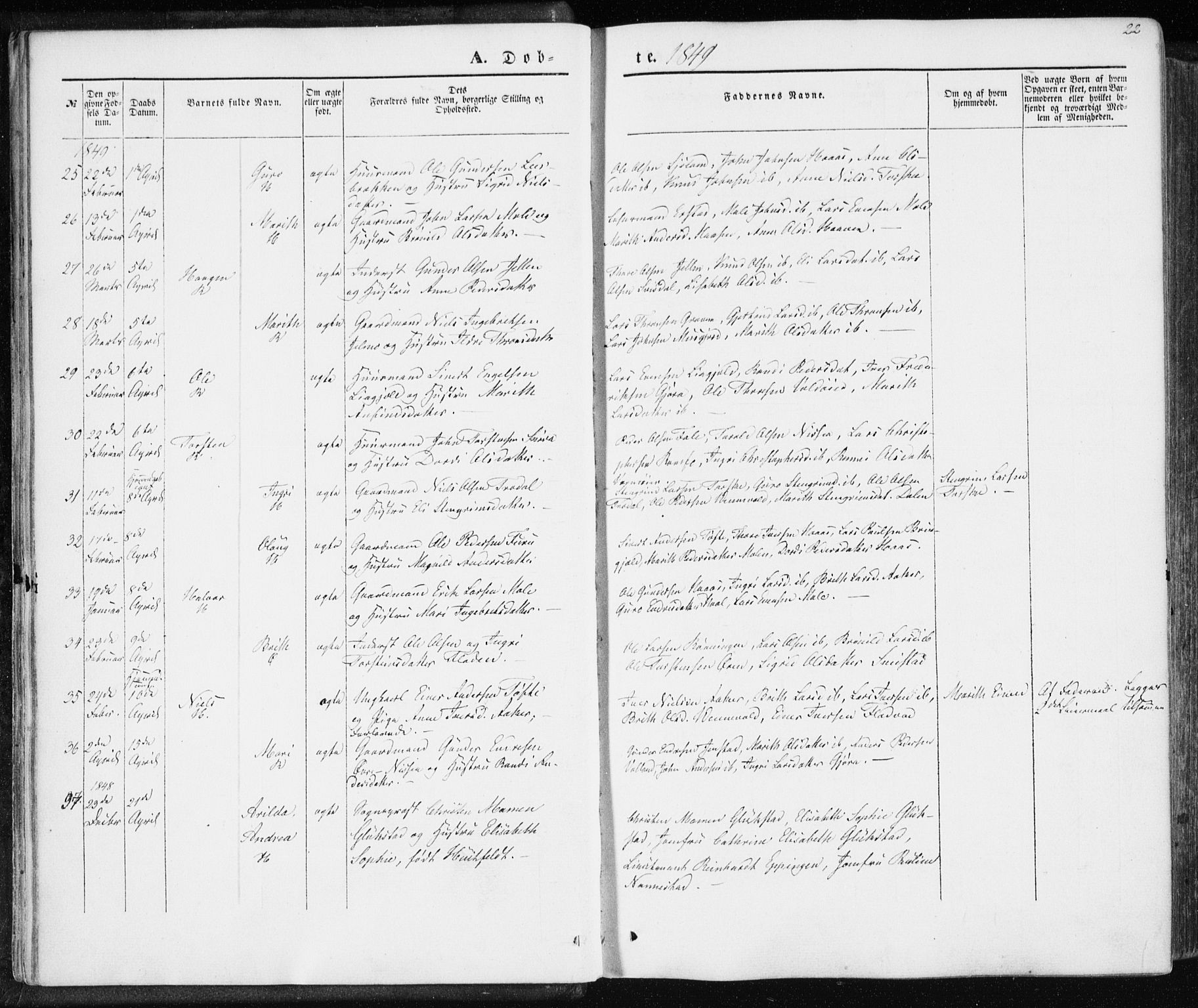 Ministerialprotokoller, klokkerbøker og fødselsregistre - Møre og Romsdal, AV/SAT-A-1454/590/L1013: Parish register (official) no. 590A05, 1847-1877, p. 22