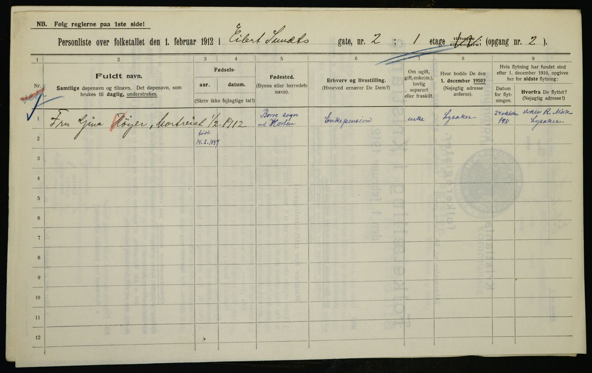 OBA, Municipal Census 1912 for Kristiania, 1912, p. 18906