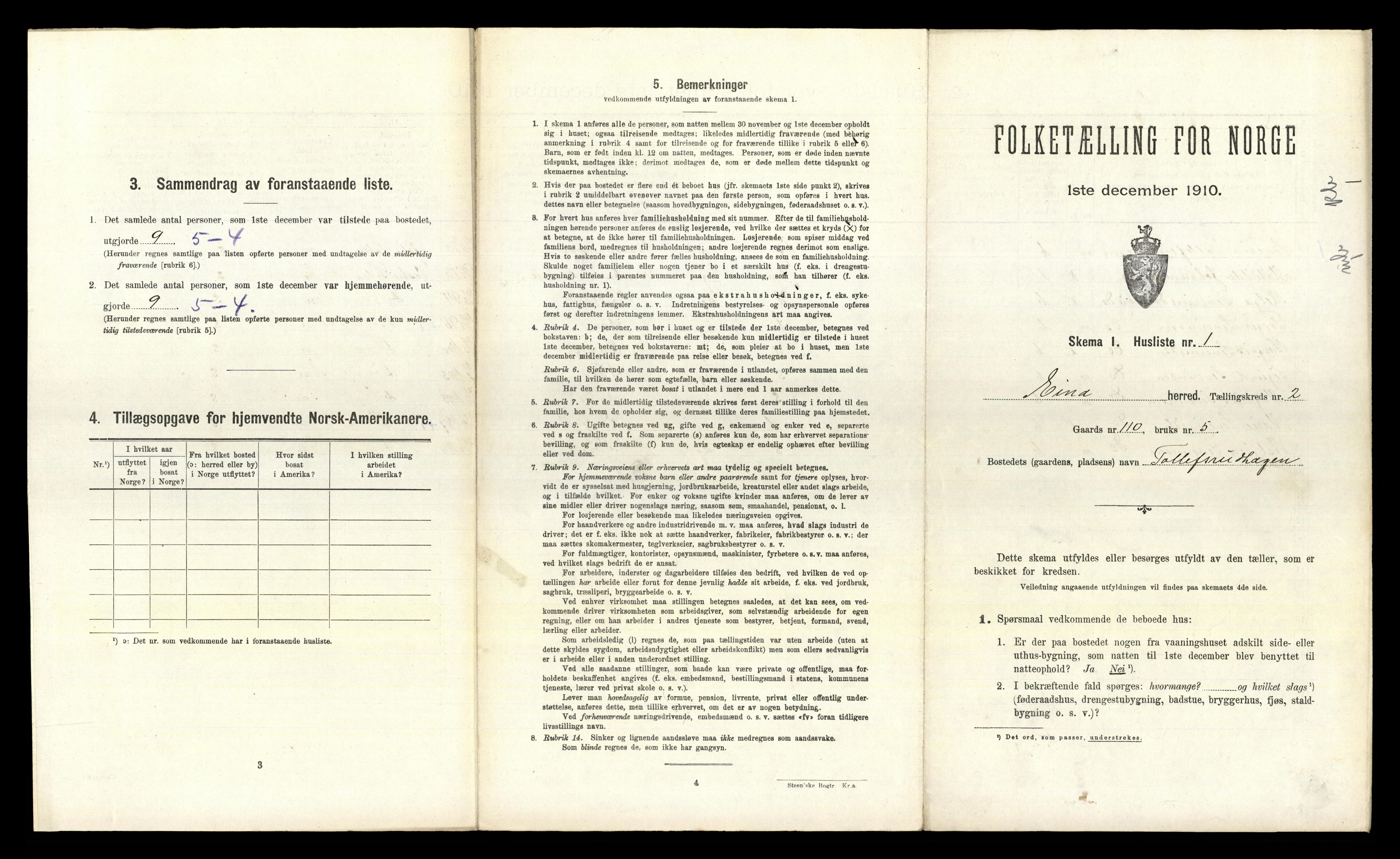 RA, 1910 census for Eina, 1910, p. 199