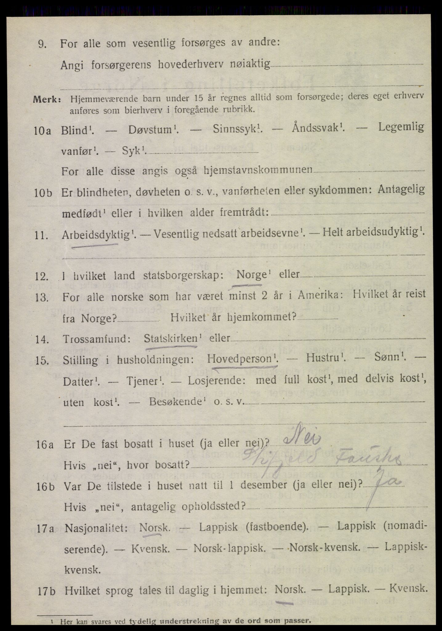 SAT, 1920 census for Fauske, 1920, p. 6361