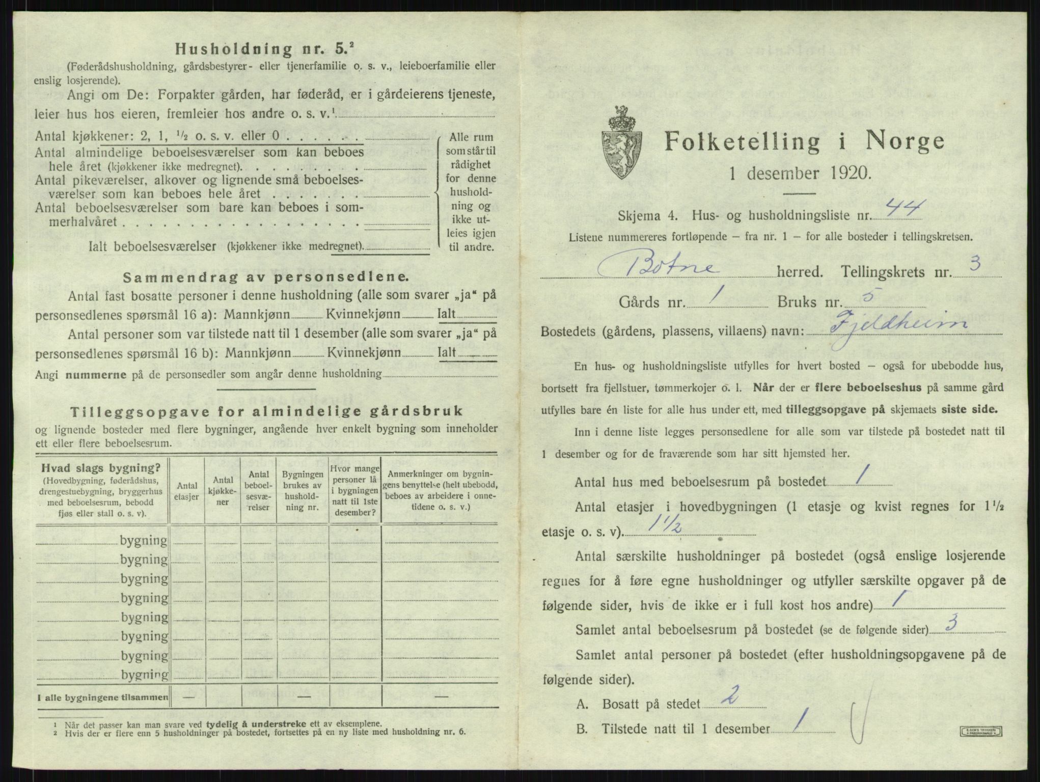 SAKO, 1920 census for Botne, 1920, p. 471