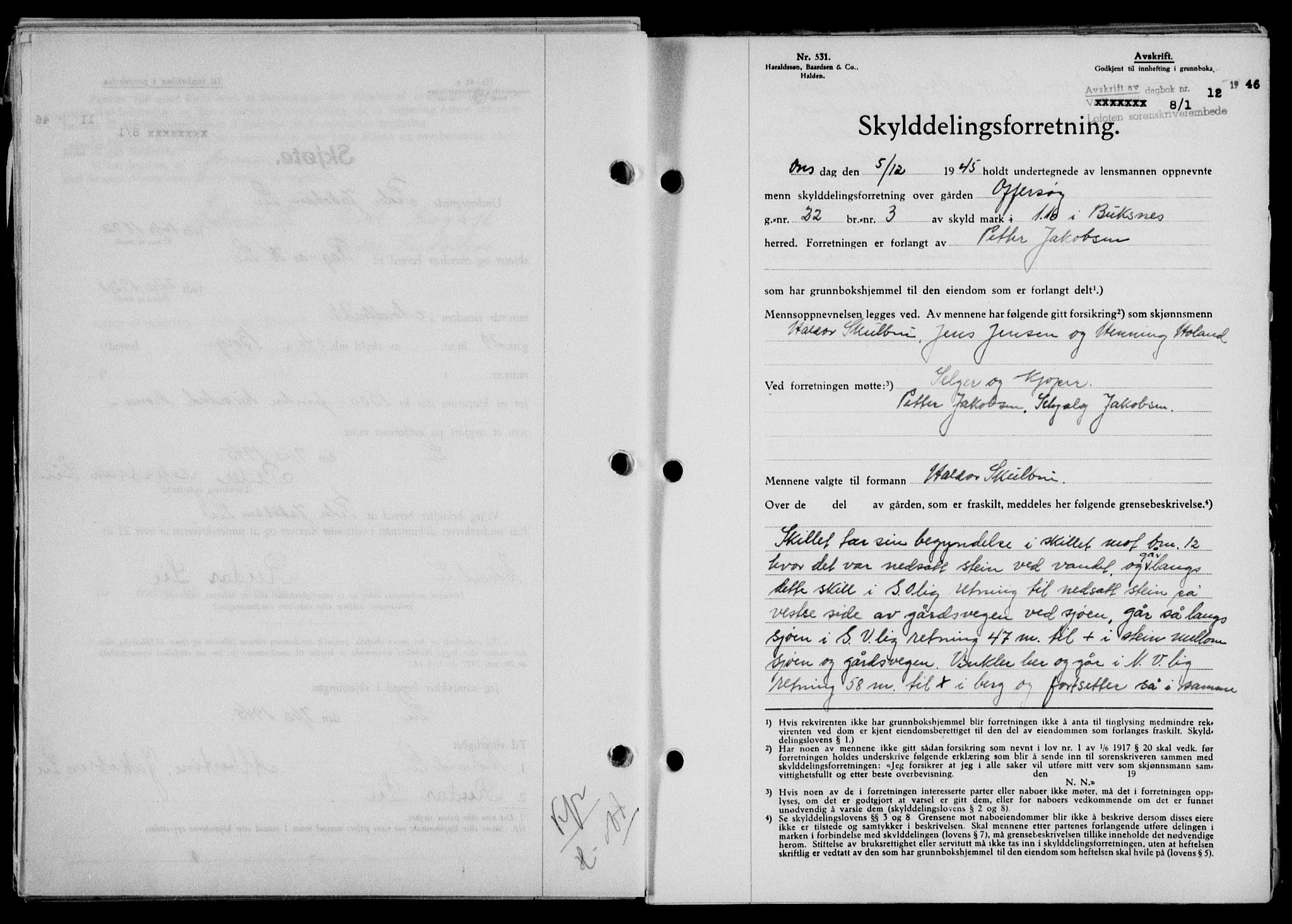 Lofoten sorenskriveri, SAT/A-0017/1/2/2C/L0013a: Mortgage book no. 13a, 1944-1946, Diary no: : 12/1946