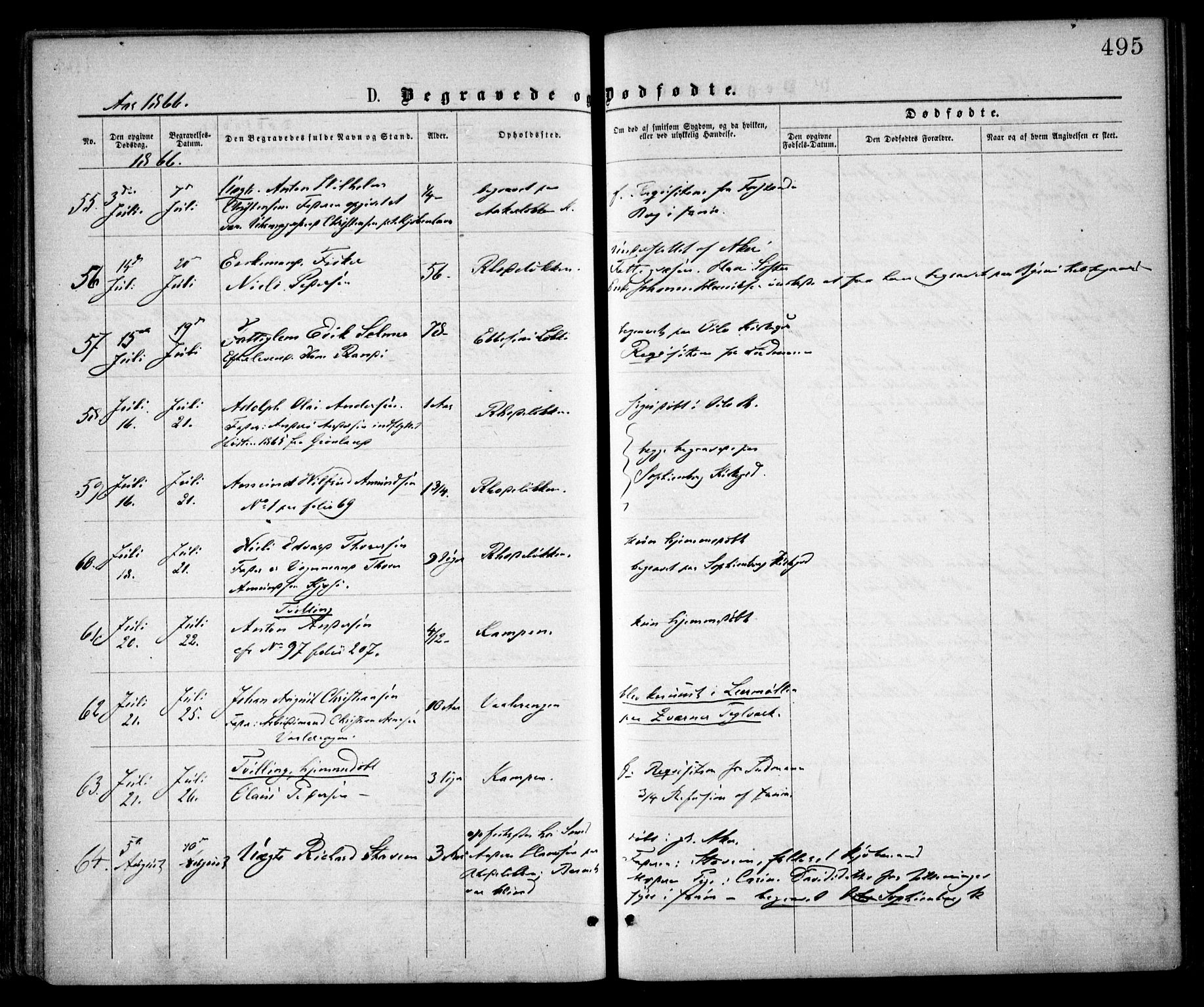 Østre Aker prestekontor Kirkebøker, AV/SAO-A-10840/F/Fa/L0001: Parish register (official) no. I 1, 1861-1869, p. 495