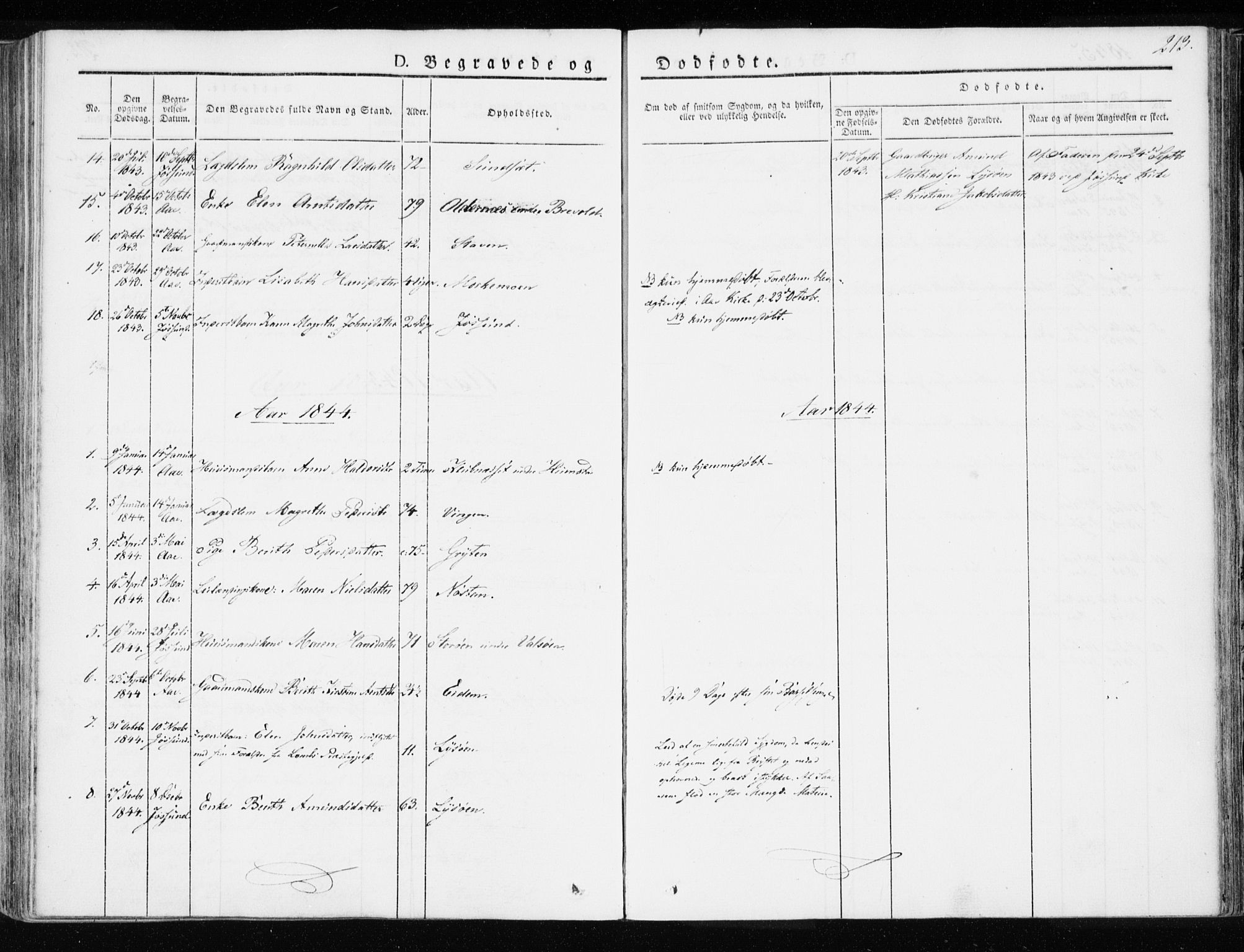 Ministerialprotokoller, klokkerbøker og fødselsregistre - Sør-Trøndelag, SAT/A-1456/655/L0676: Parish register (official) no. 655A05, 1830-1847, p. 213