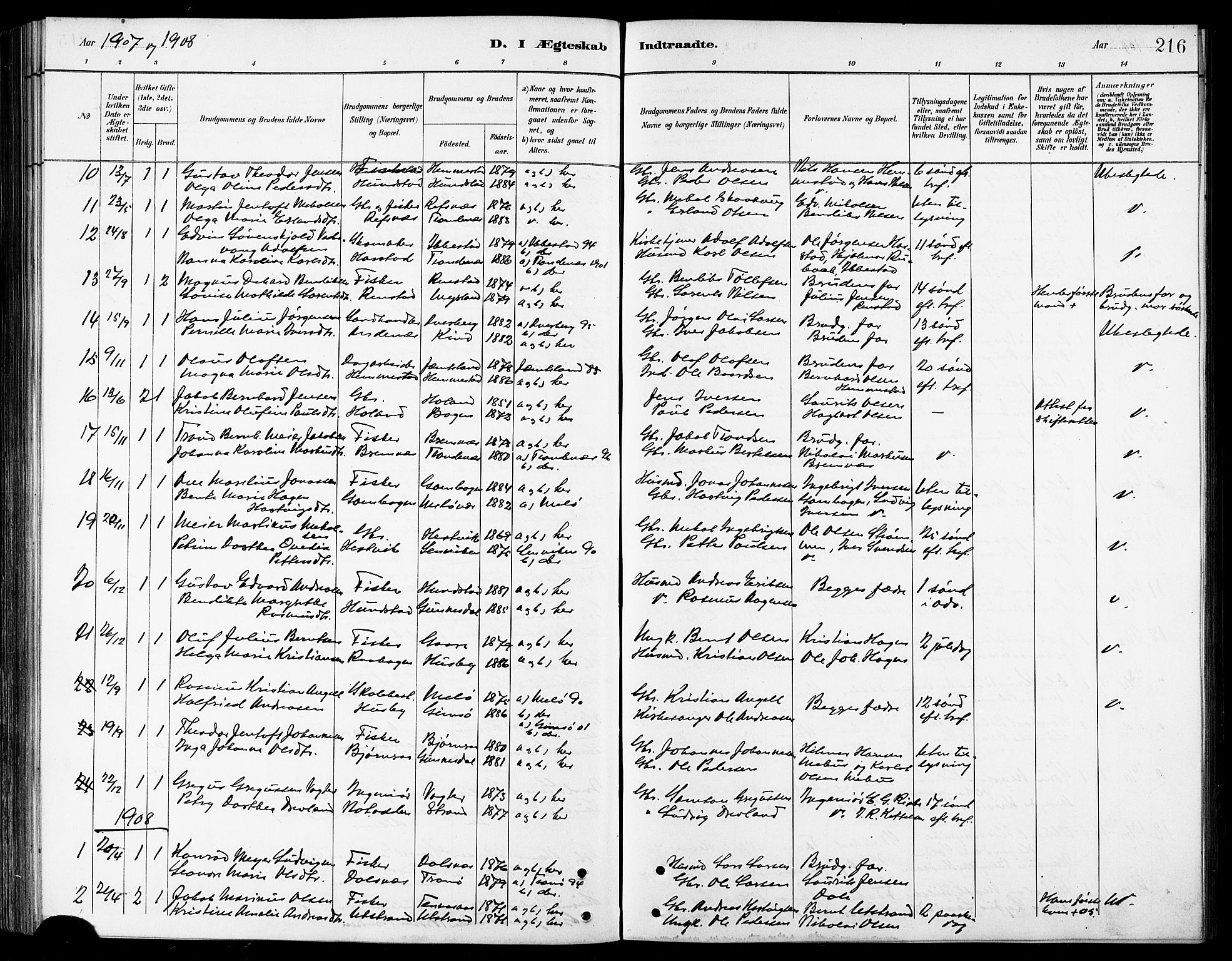 Kvæfjord sokneprestkontor, SATØ/S-1323/G/Ga/Gab/L0005klokker: Parish register (copy) no. 5, 1886-1911, p. 216