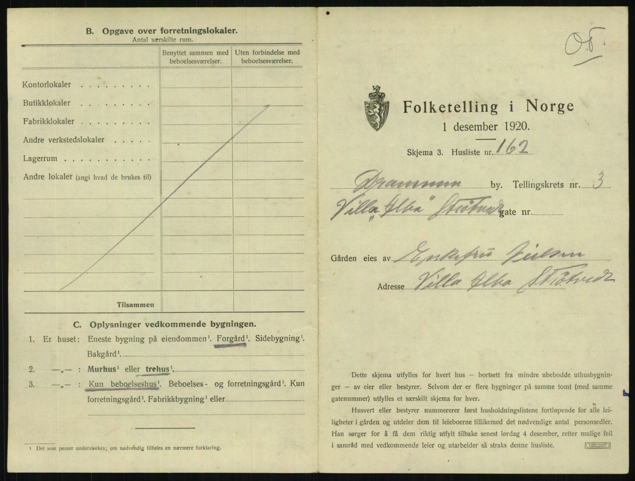 SAKO, 1920 census for Drammen, 1920, p. 1658