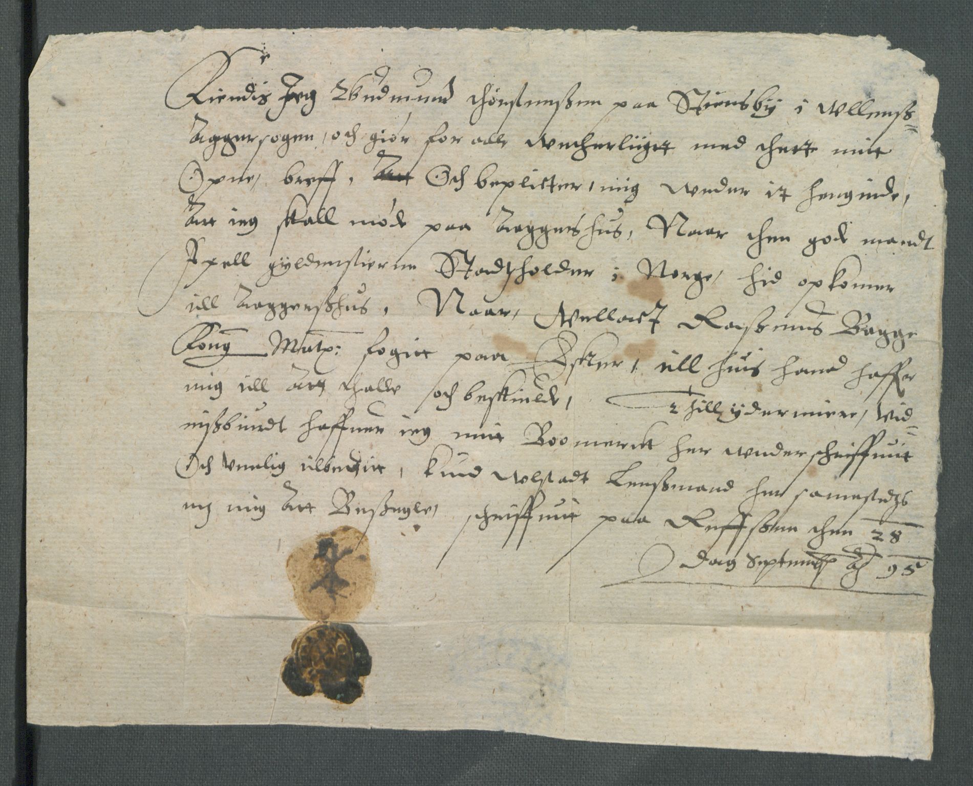 Riksarkivets diplomsamling, AV/RA-EA-5965/F02/L0100: Dokumenter, 1595, p. 35