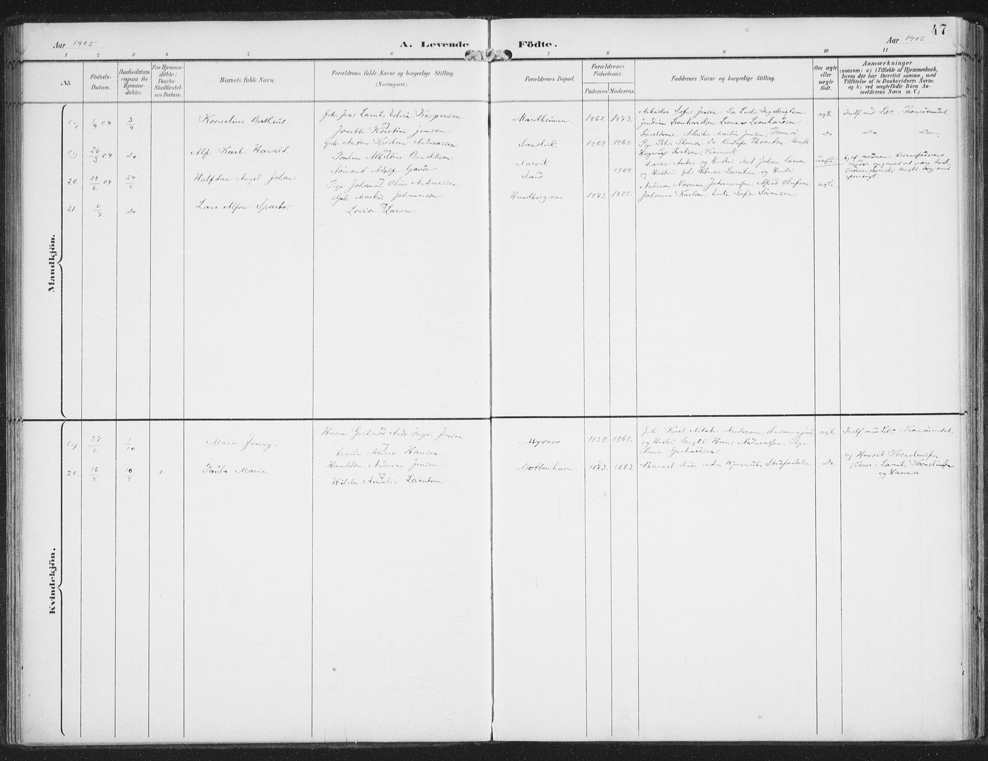 Lenvik sokneprestembete, SATØ/S-1310/H/Ha/Haa/L0015kirke: Parish register (official) no. 15, 1896-1915, p. 47