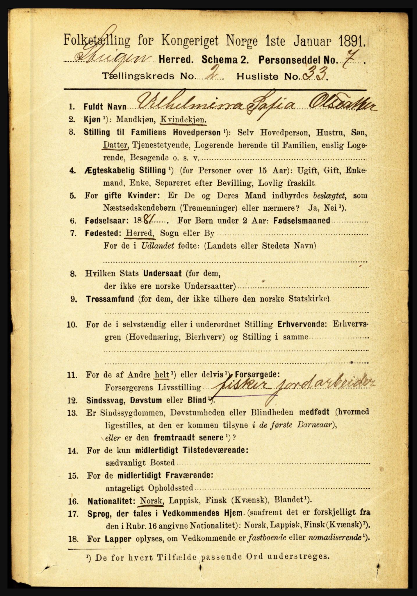 RA, 1891 census for 1848 Steigen, 1891, p. 847