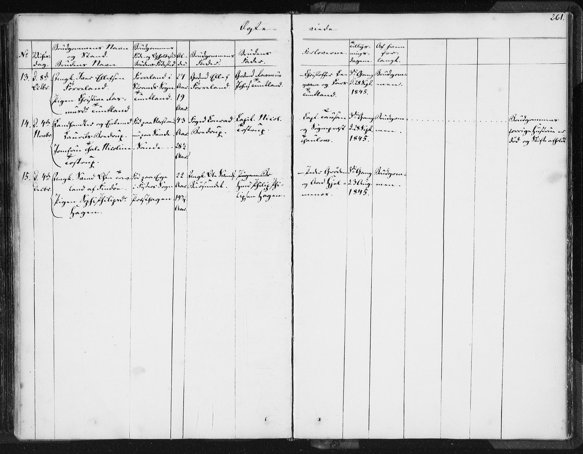 Hjelmeland sokneprestkontor, SAST/A-101843/01/IV/L0006: Parish register (official) no. A 6, 1834-1845, p. 261