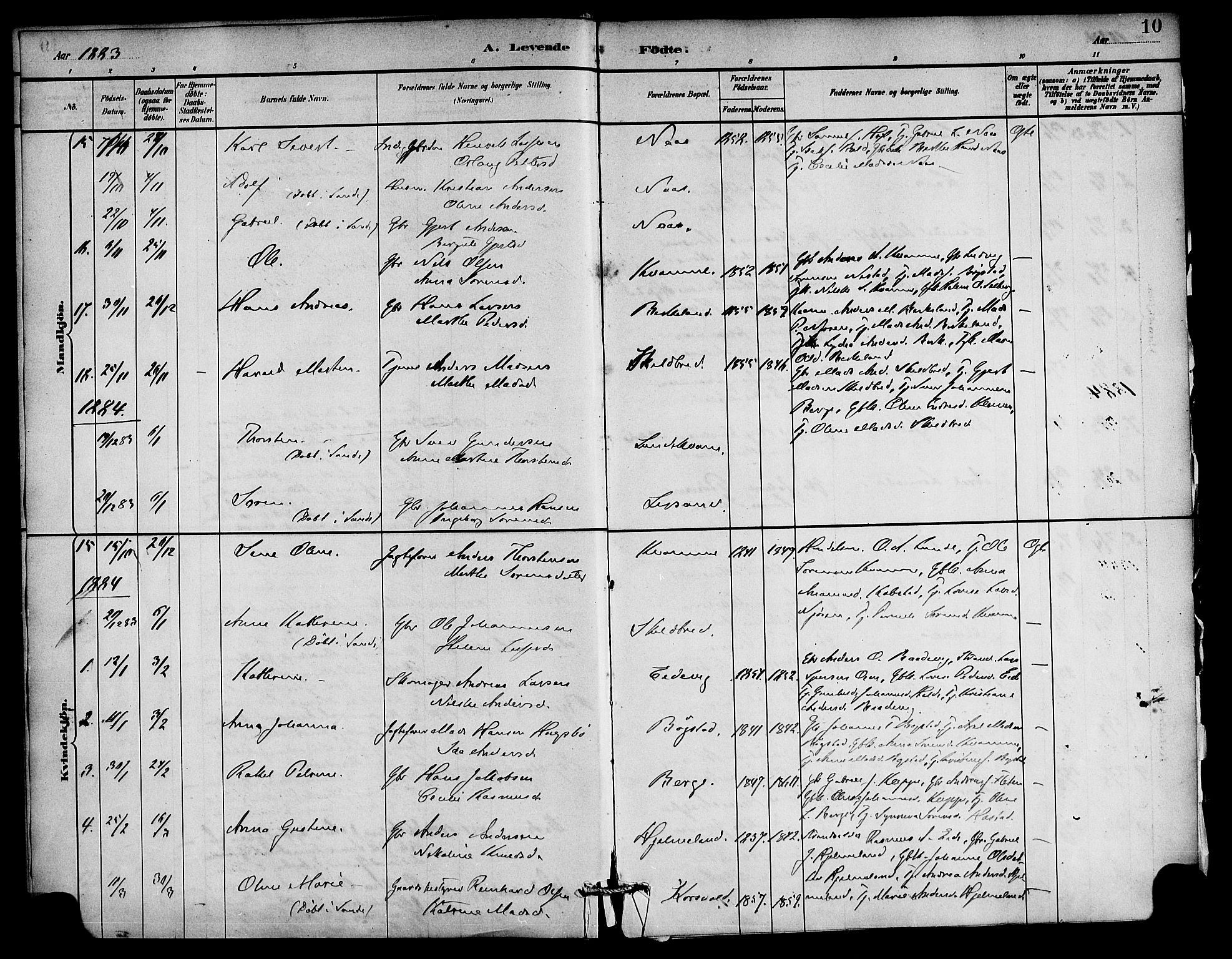 Gaular sokneprestembete, AV/SAB-A-80001/H/Haa: Parish register (official) no. C 1, 1882-1897, p. 10