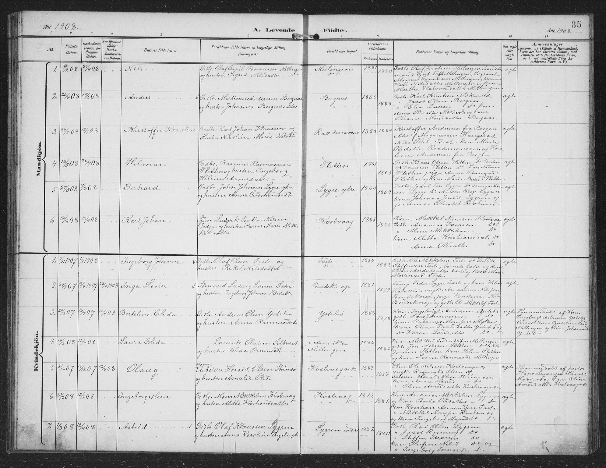 Alversund Sokneprestembete, SAB/A-73901/H/Ha/Hab: Parish register (copy) no. B 4, 1897-1914, p. 35