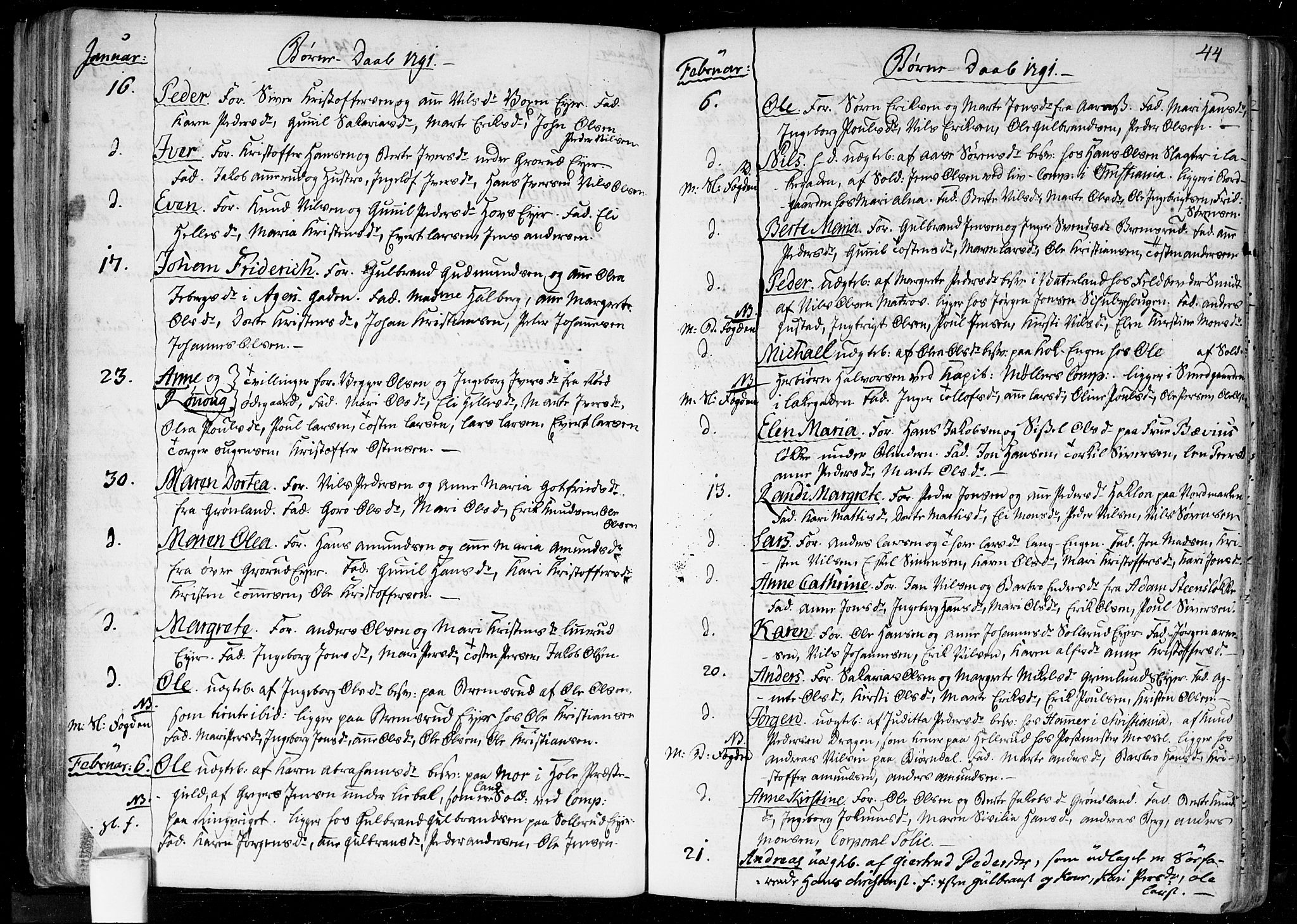 Aker prestekontor kirkebøker, SAO/A-10861/F/L0010: Parish register (official) no. 10, 1786-1809, p. 44
