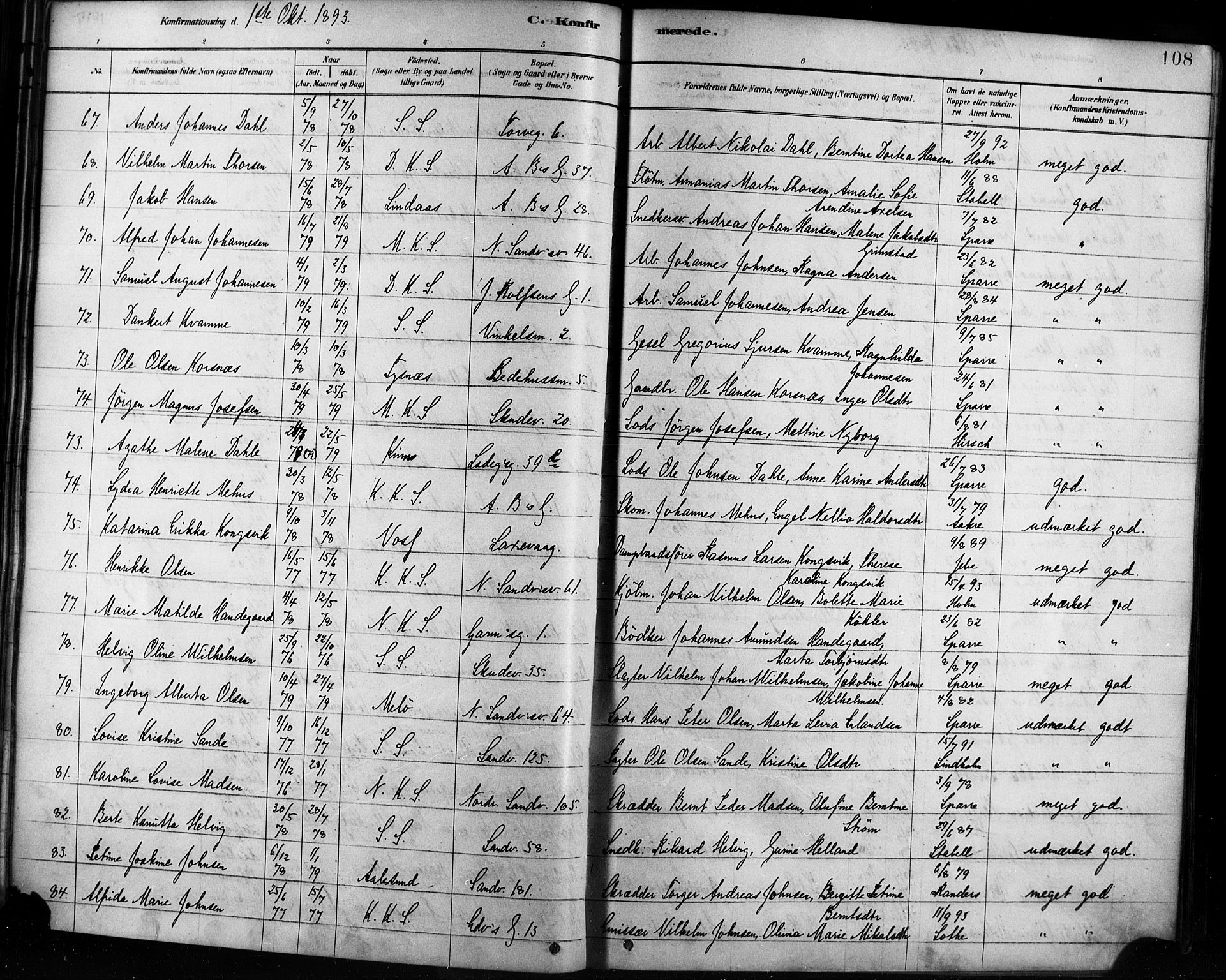 Sandviken Sokneprestembete, AV/SAB-A-77601/H/Ha/L0002: Parish register (official) no. A 2, 1878-1896, p. 108