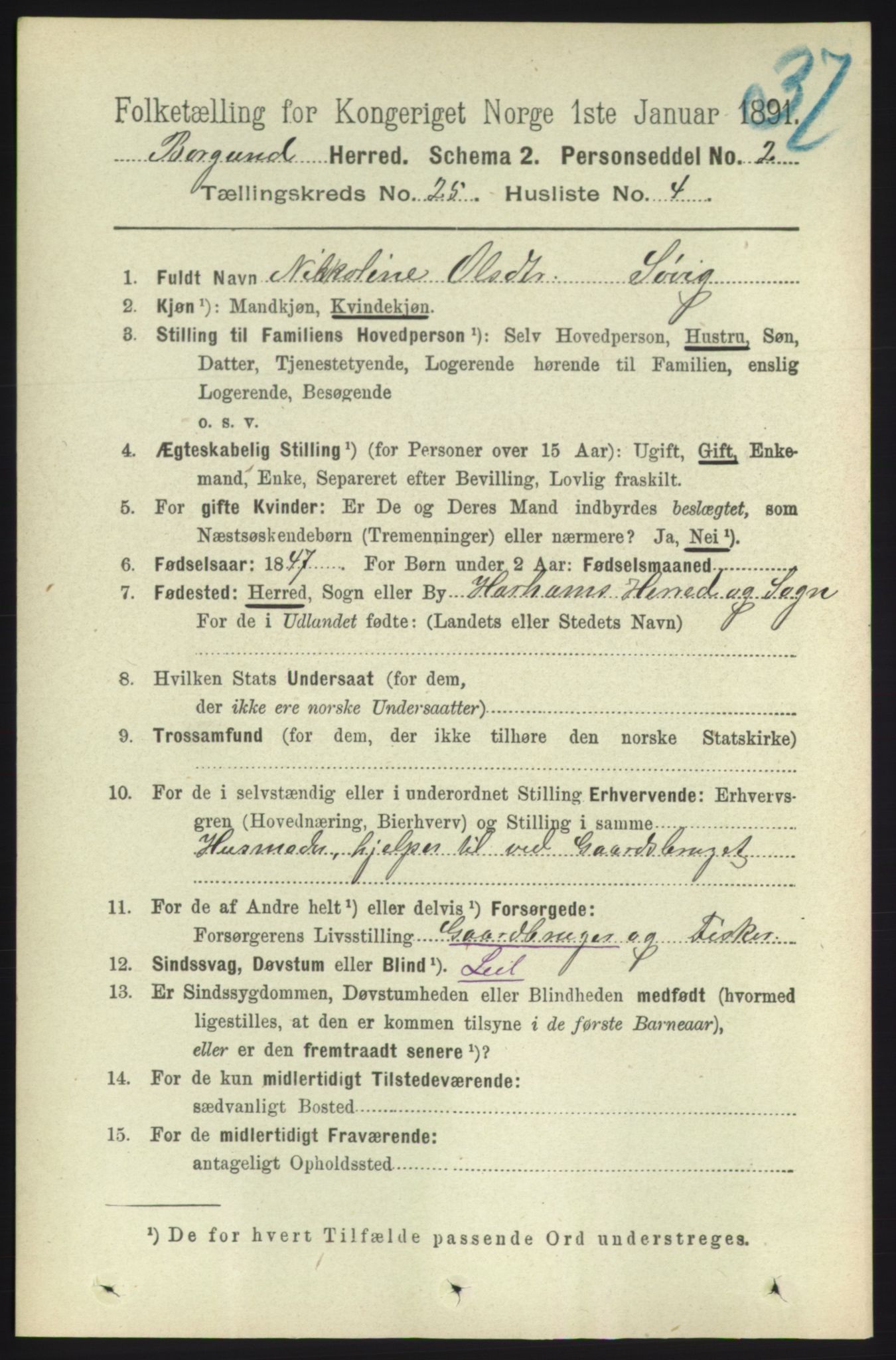 RA, 1891 census for 1531 Borgund, 1891, p. 7278